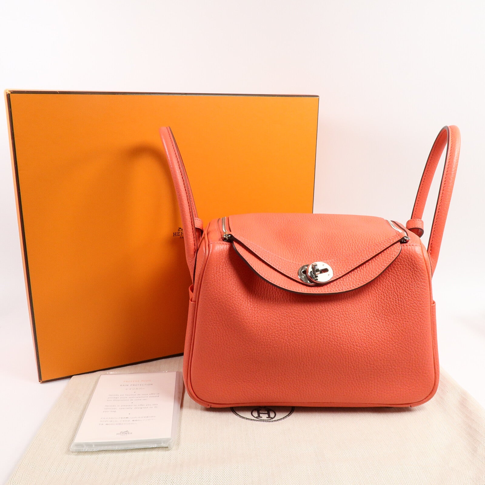 HERMES Clemence皮革Lindy 26手挽肩背兩用袋Rose Jaipur