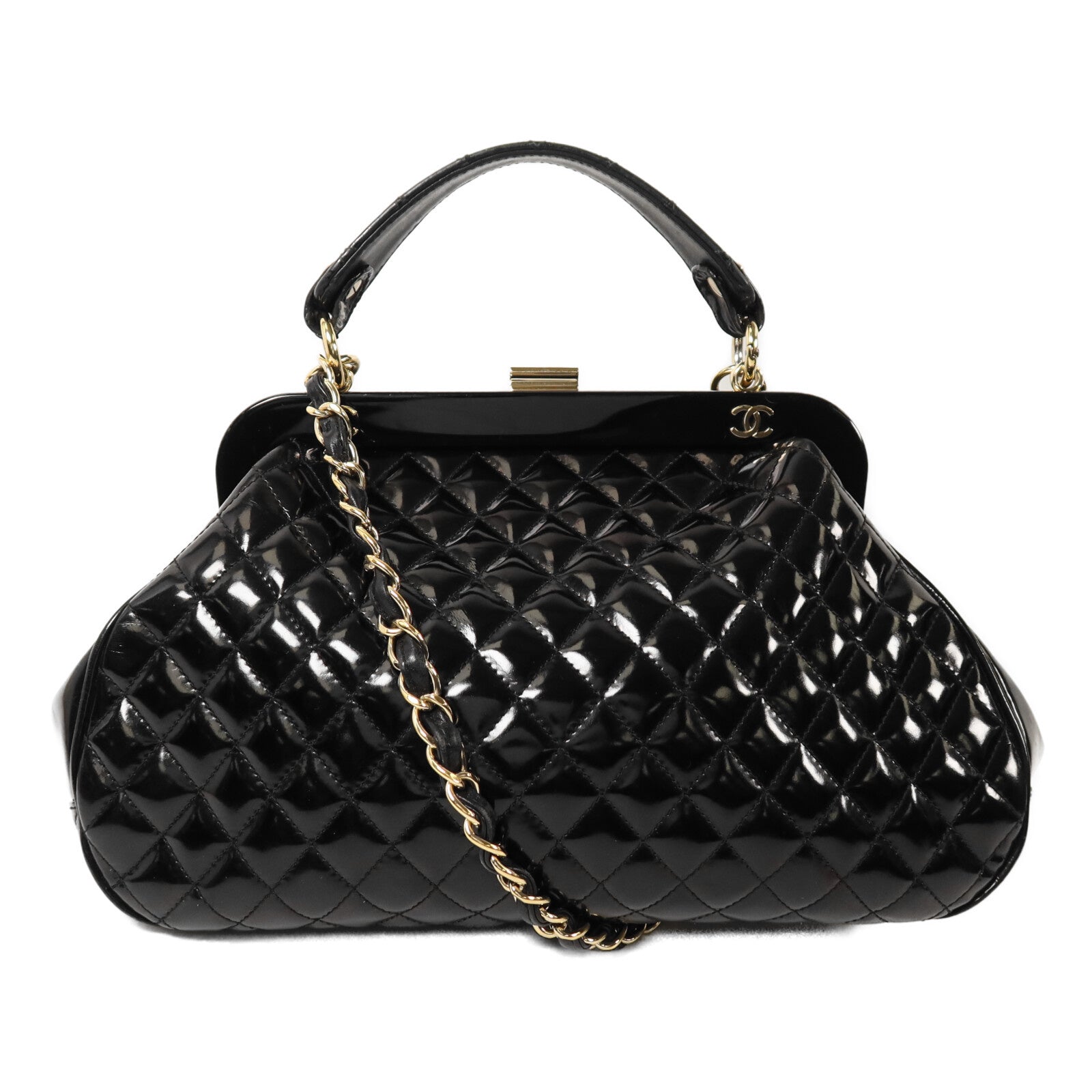 CHANEL 【激減優惠】漆皮皮革2 way Shoulder金扣手挽肩背兩用袋 	 鏈帶
