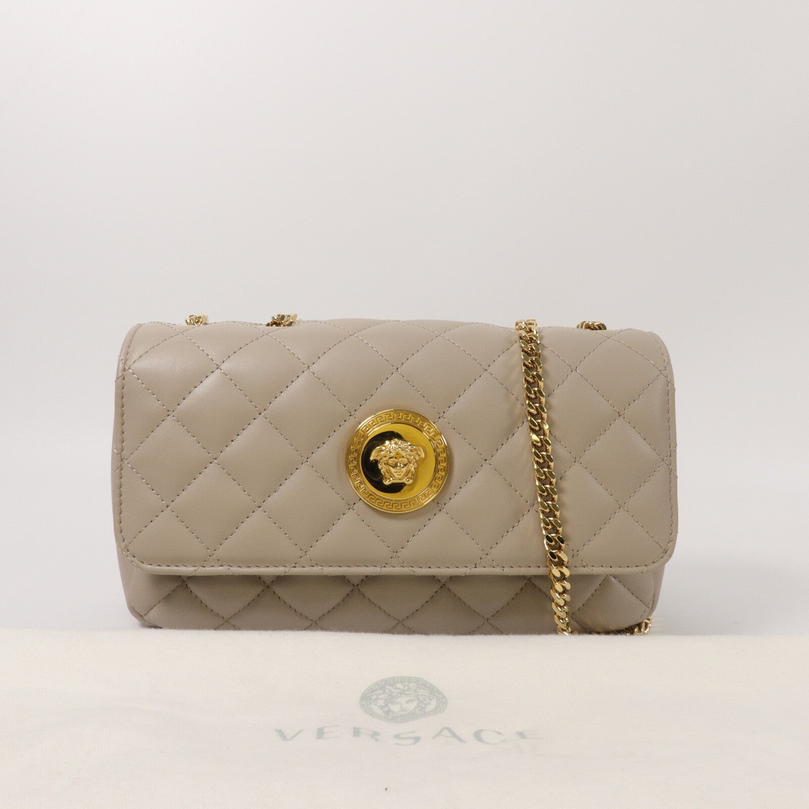 VERSACE 牛皮皮革La Medusa Chain Shoulder Bag鏈帶肩背袋