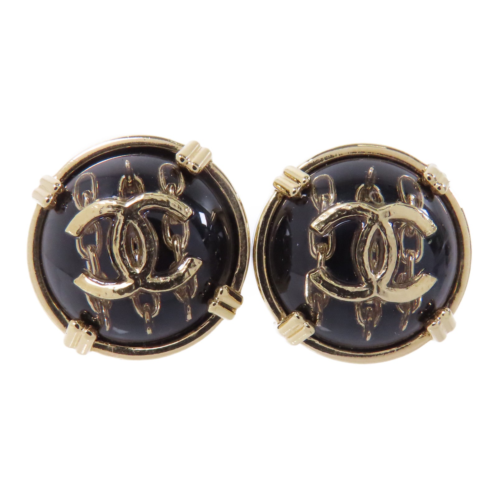 CHANEL PVC/金屬Earrings耳環金色/黑色