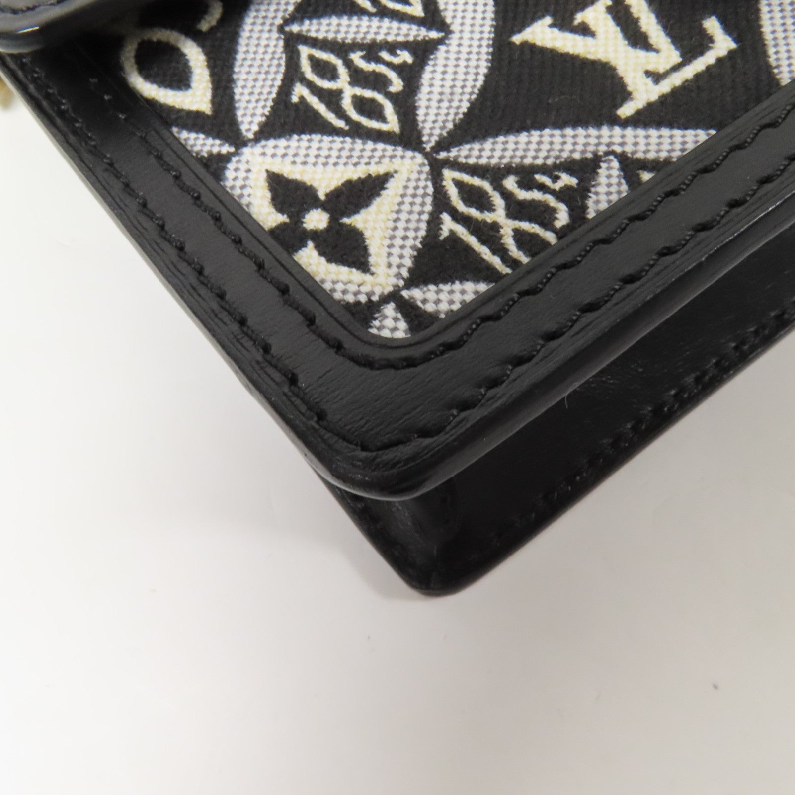 LOUIS VUITTON Monogram Jacquard Since 1854 Dauphine Chain Wallet金扣鏈帶肩背袋