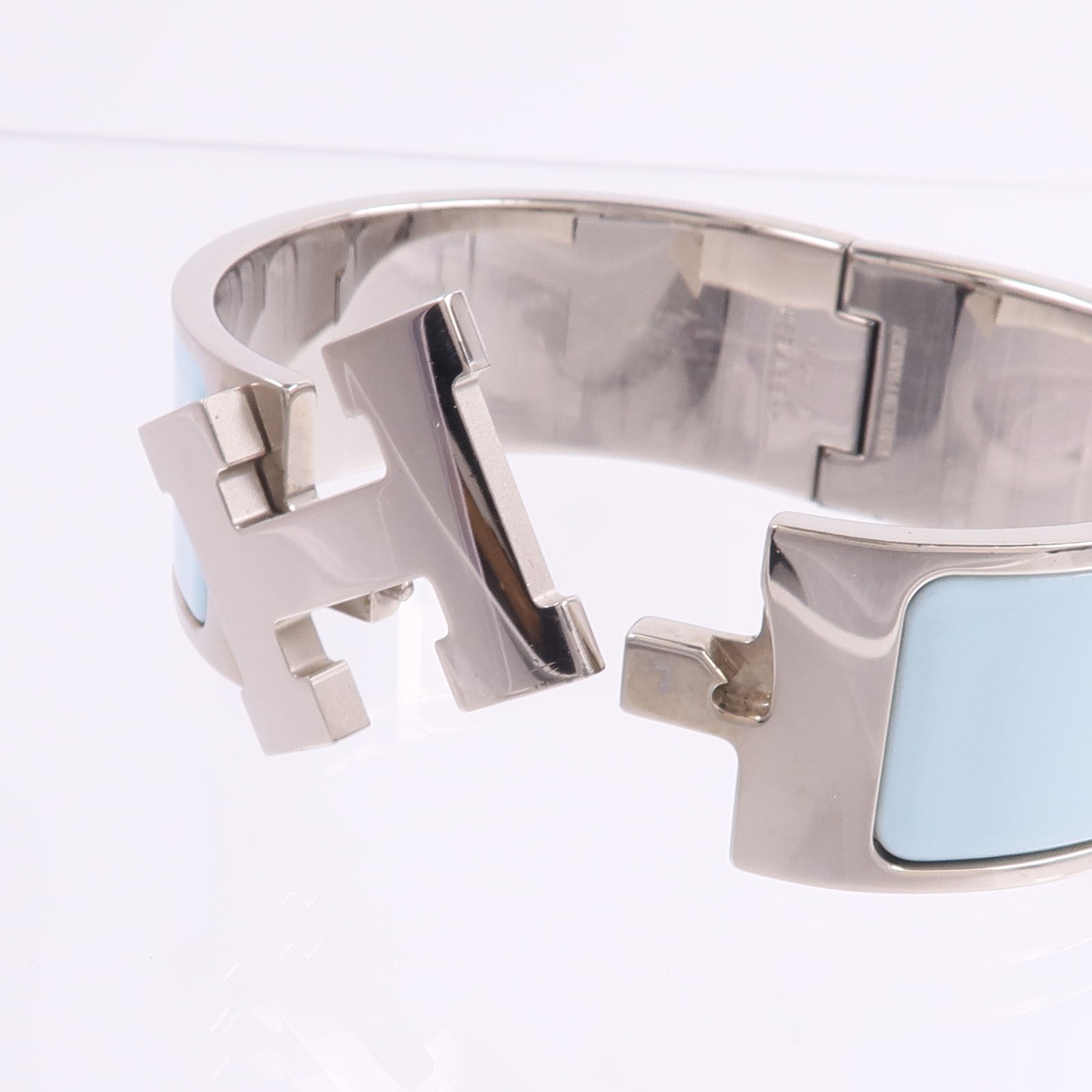 HERMES 金屬/琺瑯Clic Clac H Bracelet手鐲Bleu Polaire