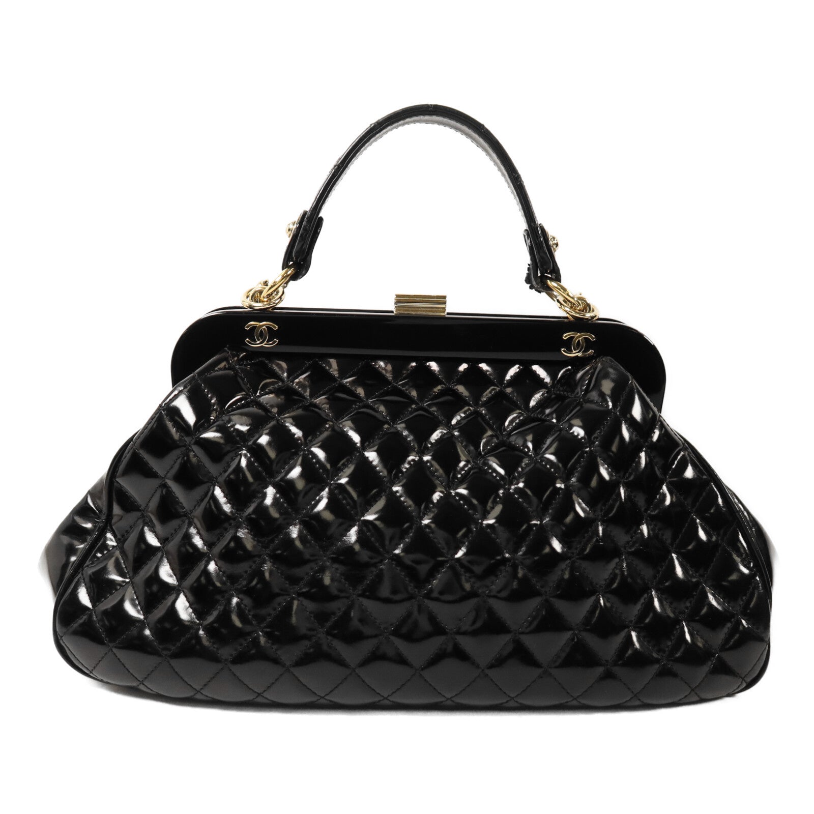 CHANEL 【激減優惠】漆皮皮革2 way Shoulder金扣手挽肩背兩用袋 	 鏈帶