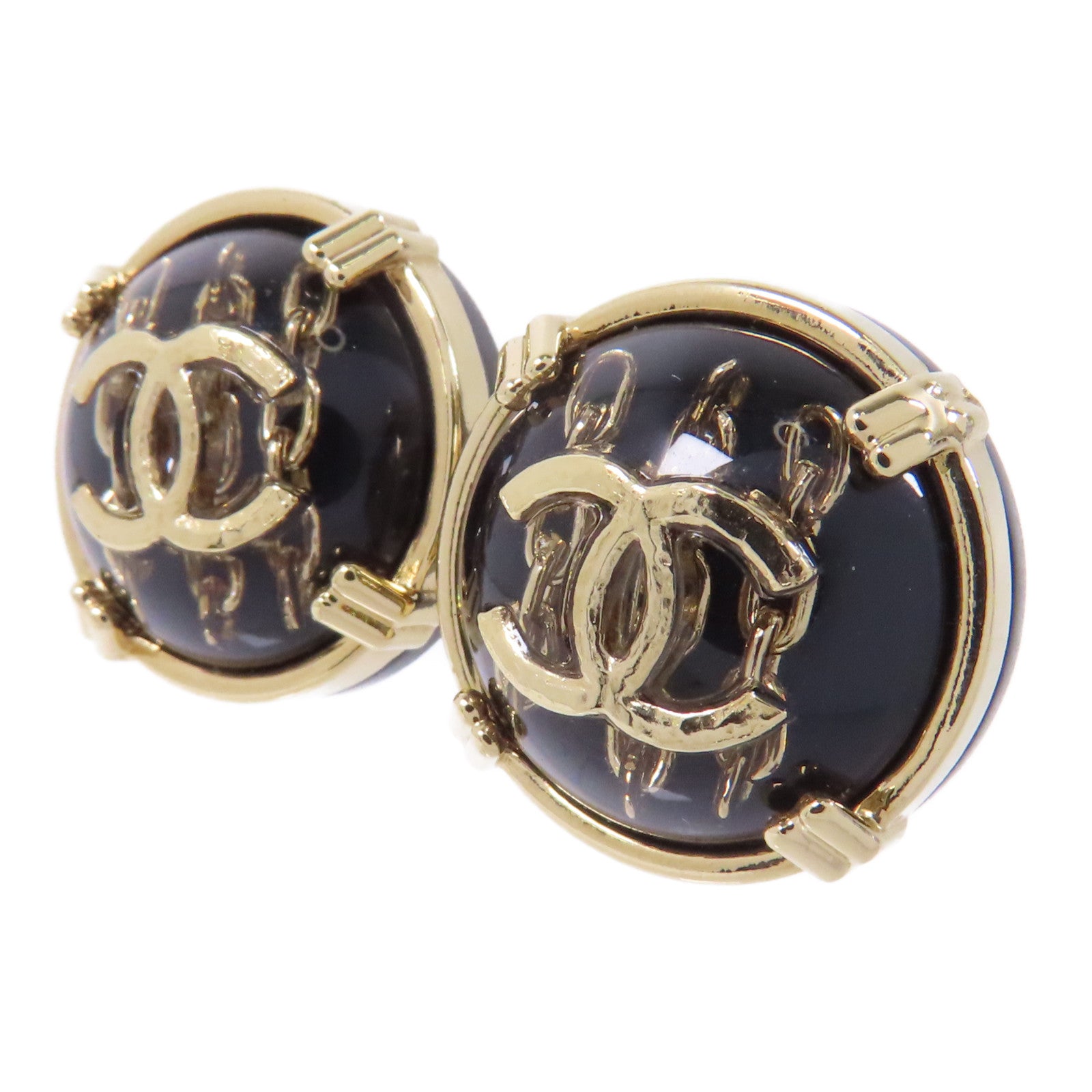 CHANEL PVC/金屬Earrings耳環金色/黑色