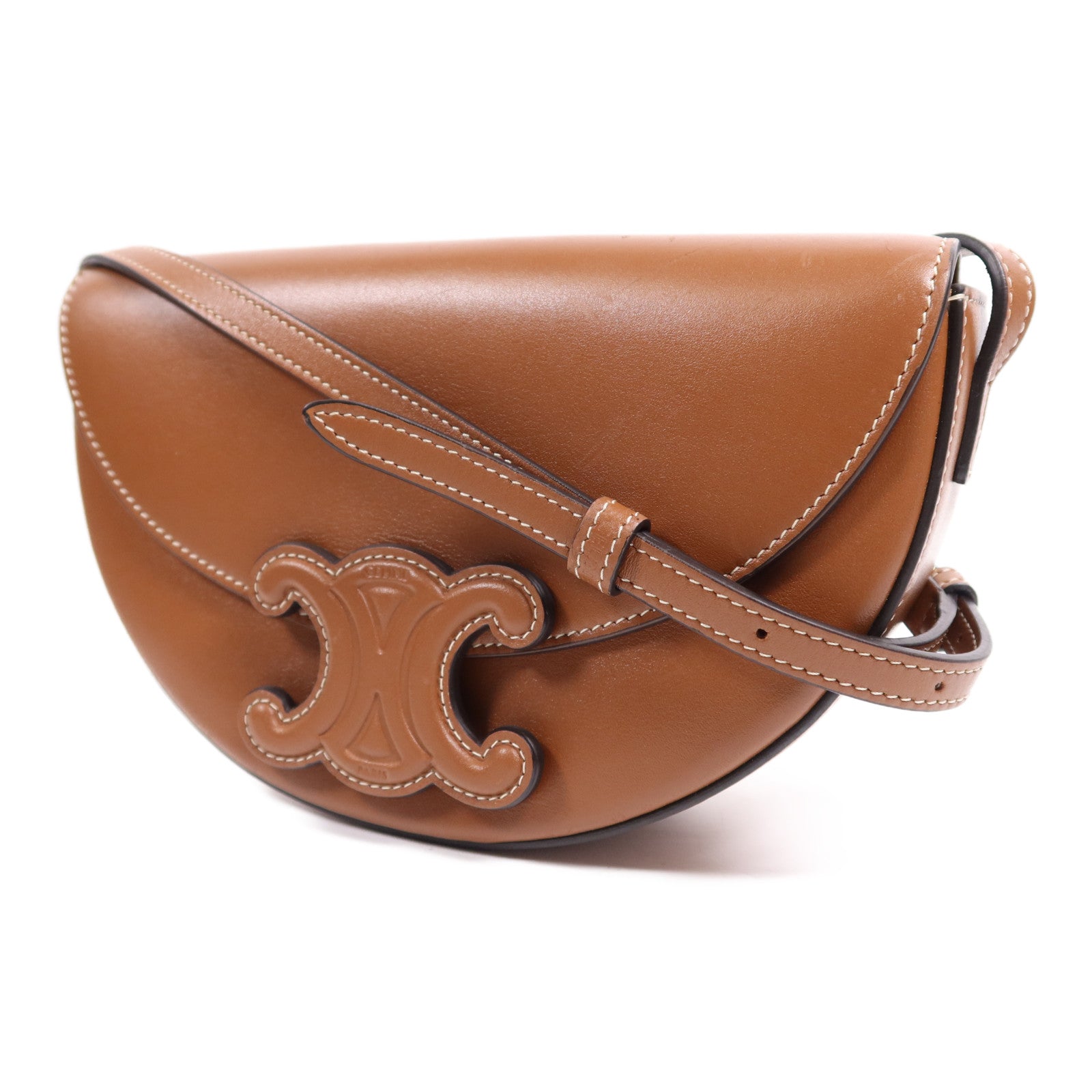 CELINE 牛皮皮革Besace Cuir金扣肩背袋