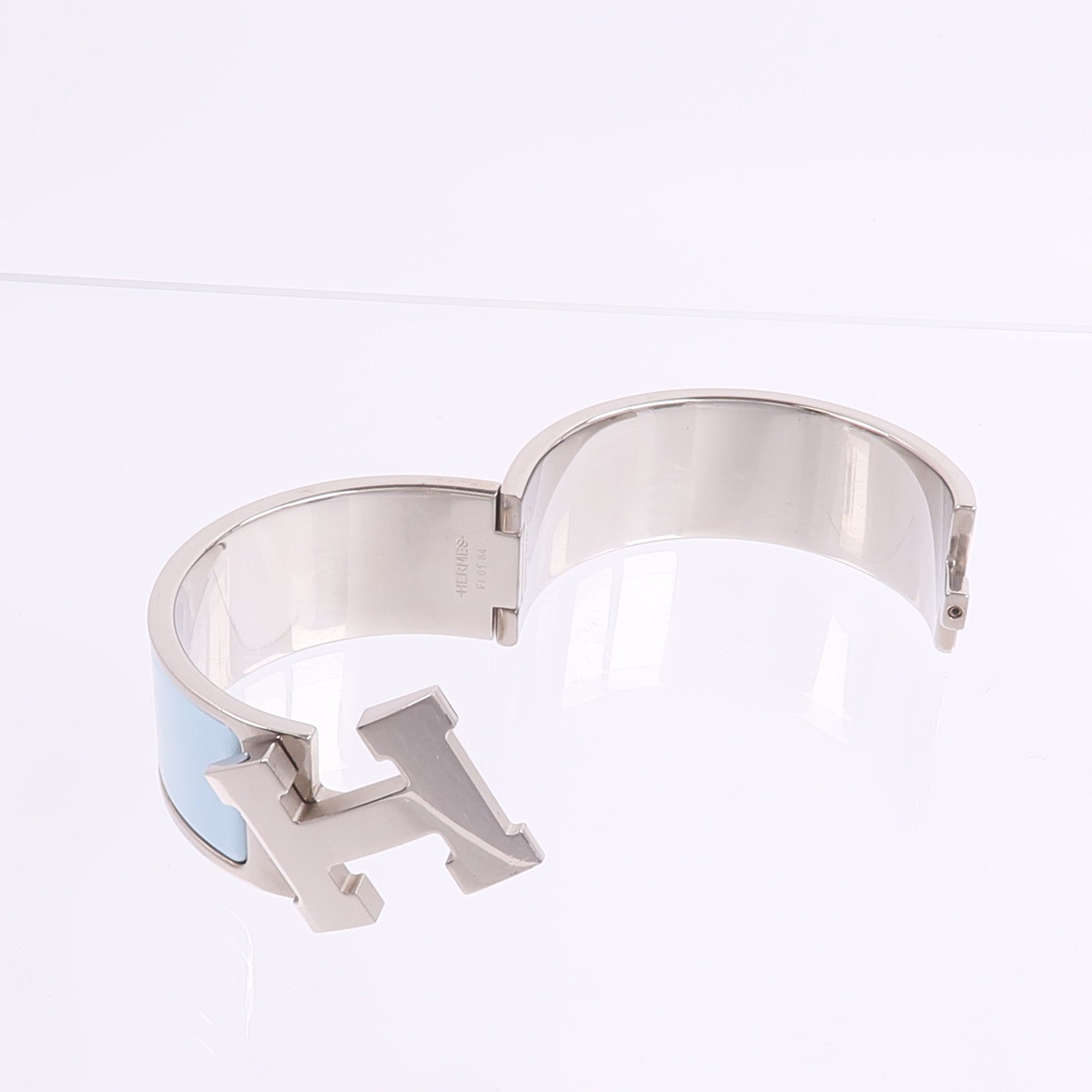 HERMES 金屬/琺瑯Clic Clac H Bracelet手鐲Bleu Polaire