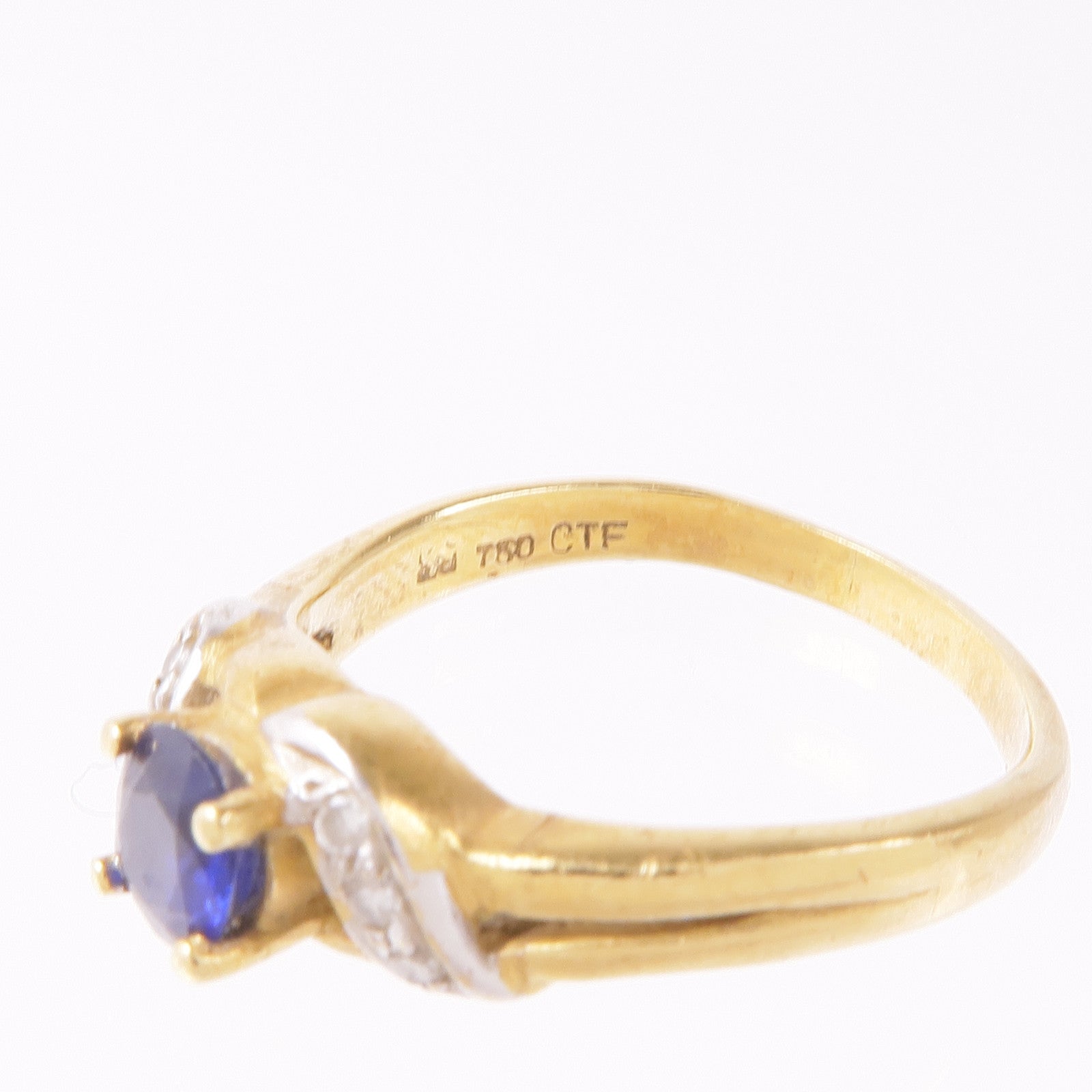 JEWELRY Sapphire Diamond Ring Accessories 18K Yellow/White Gold US#6.25