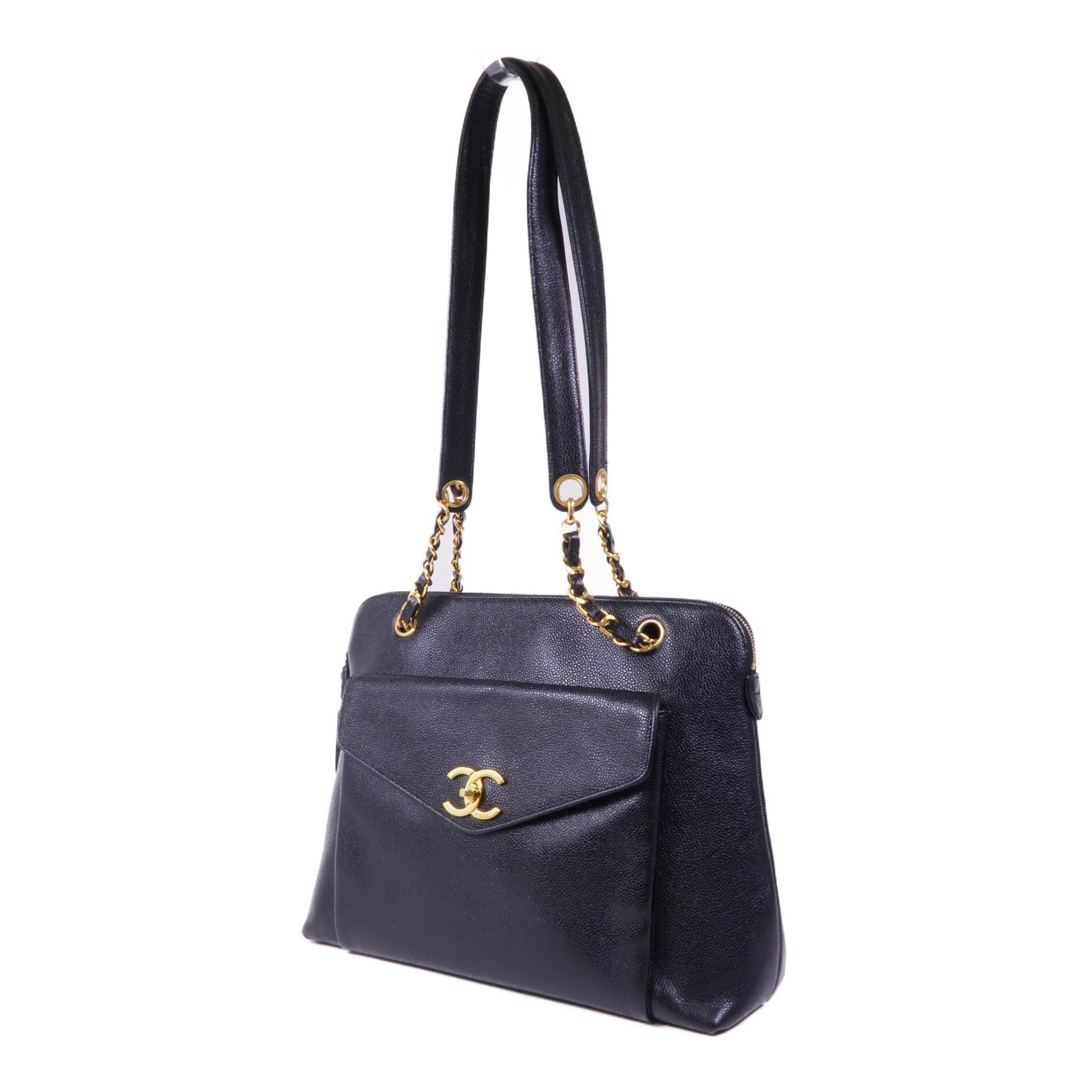 CHANEL 牛皮皮革Shoulder Tote金扣肩背袋/手挽袋