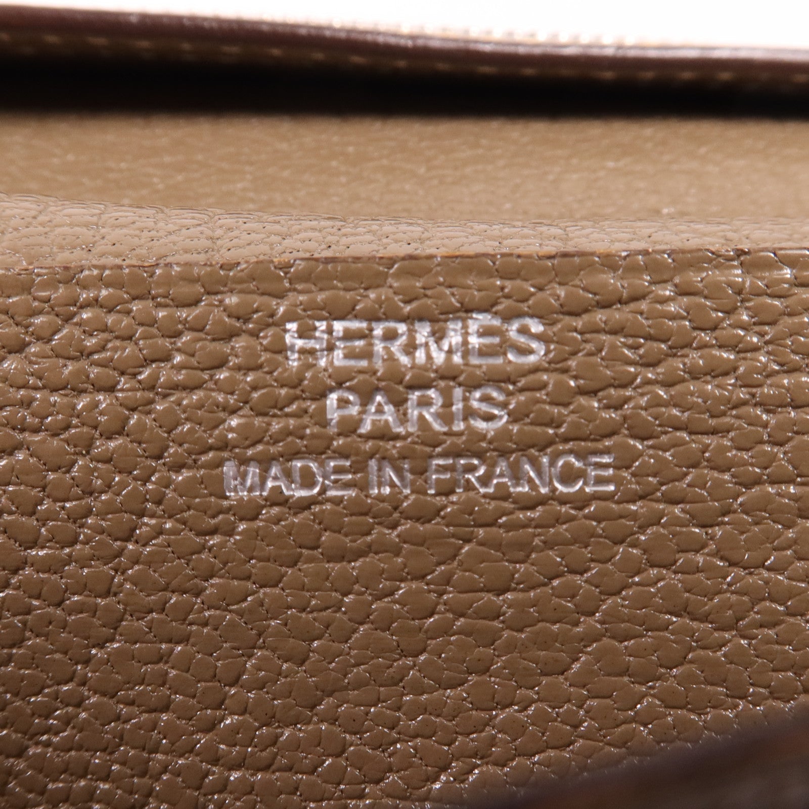 HERMES 【激減優惠】Chevre皮革Bearn Wallet金扣長錢包Etoupe