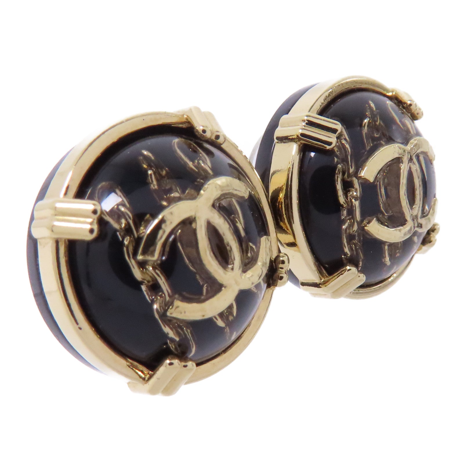 CHANEL PVC/金屬Earrings耳環金色/黑色