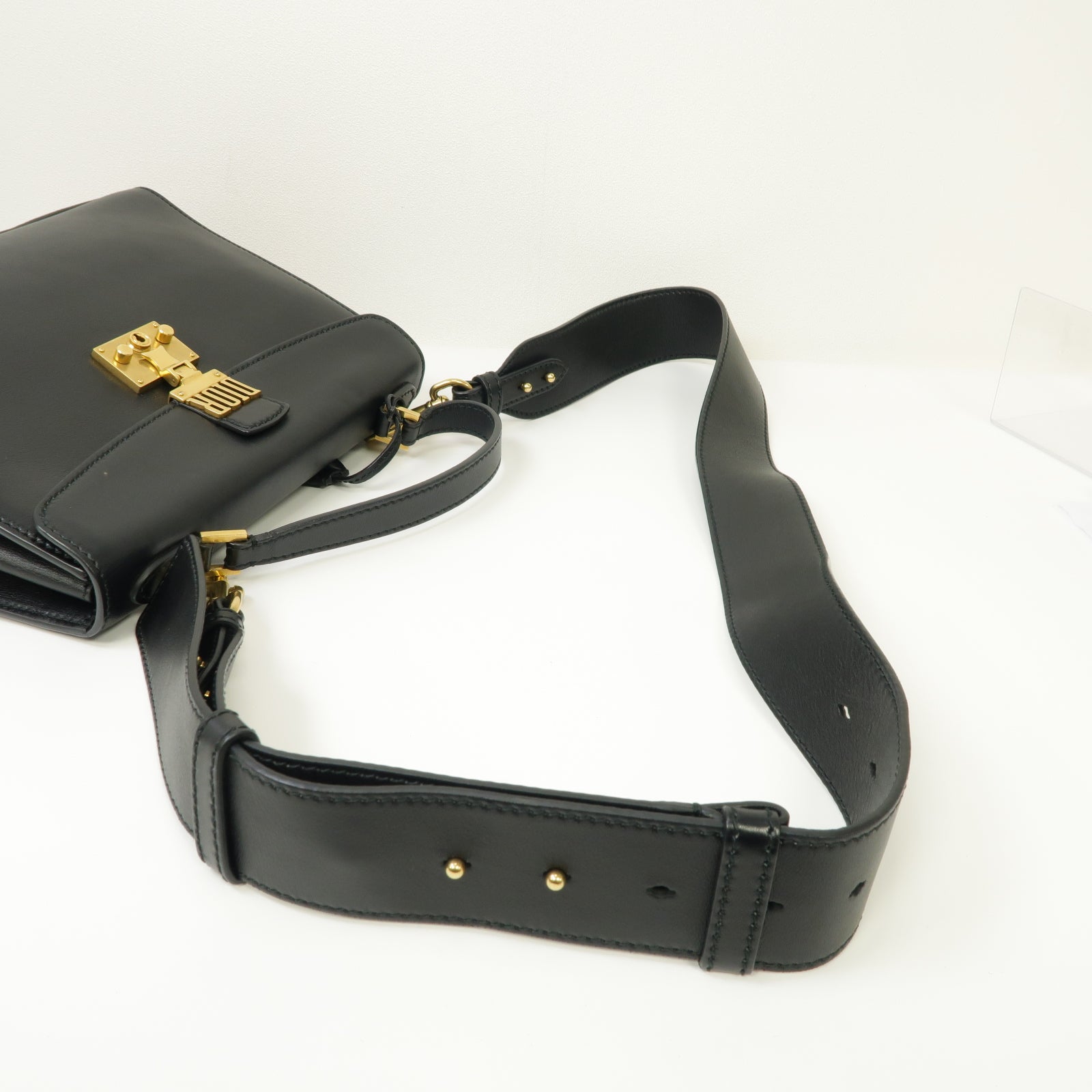 Dior 牛皮皮革2way Shoulder Bag金扣手挽肩背兩用袋黒色