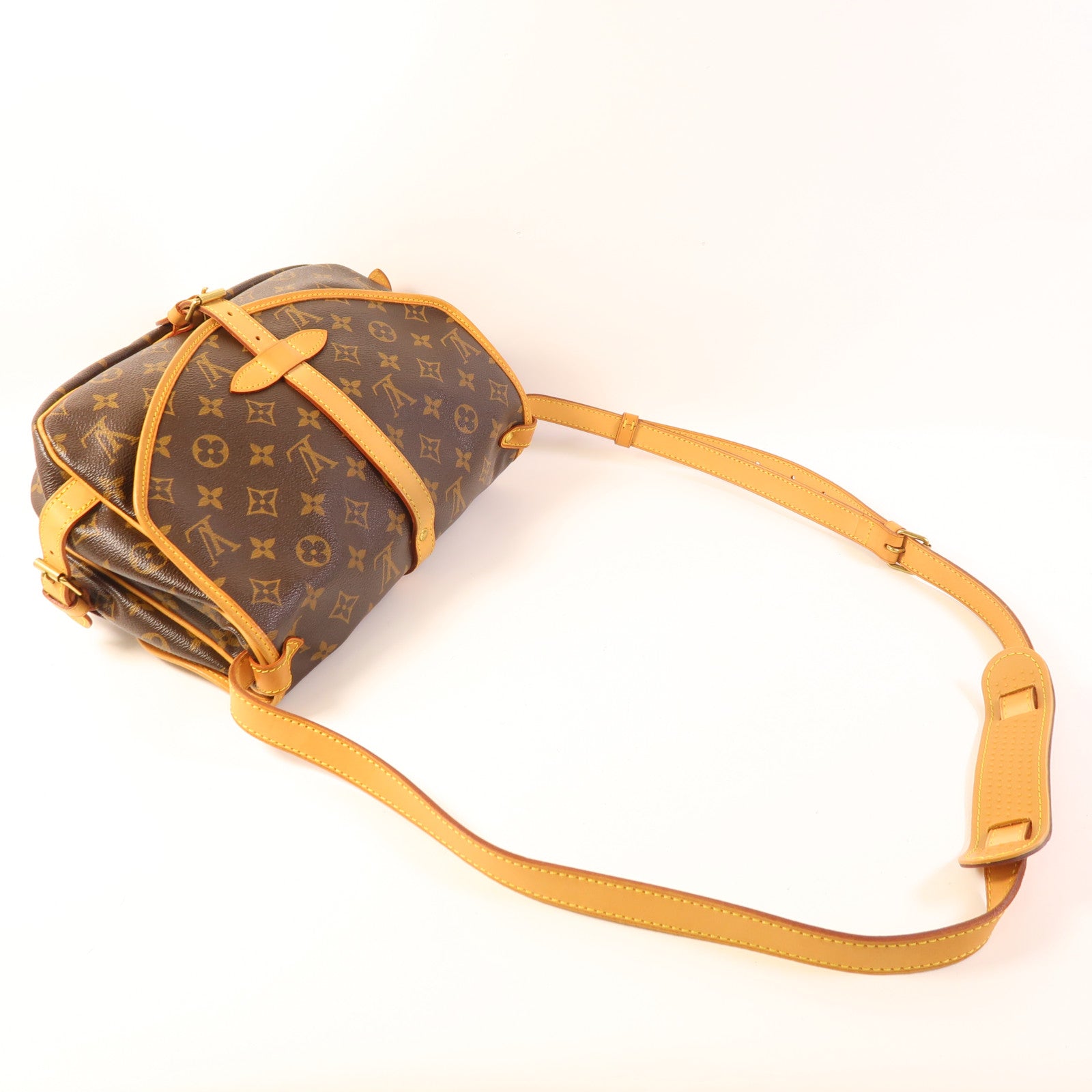 LOUIS VUITTON Monogram Saumur 30金扣肩背袋棕色