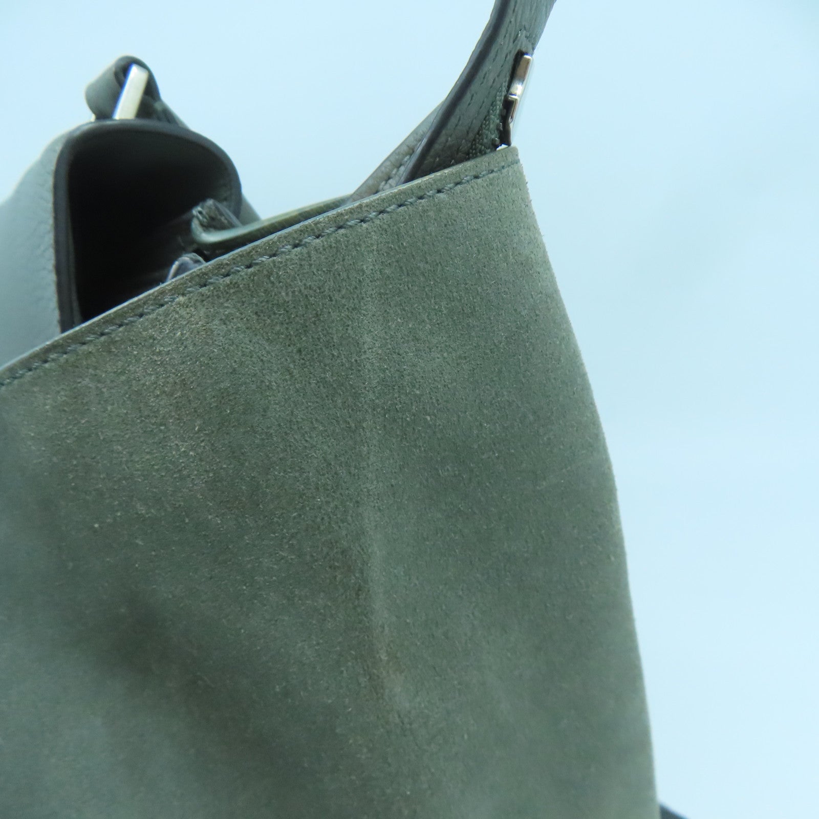 CELINE 【激減優惠】牛皮皮革Trapeze銀扣肩背袋綠色