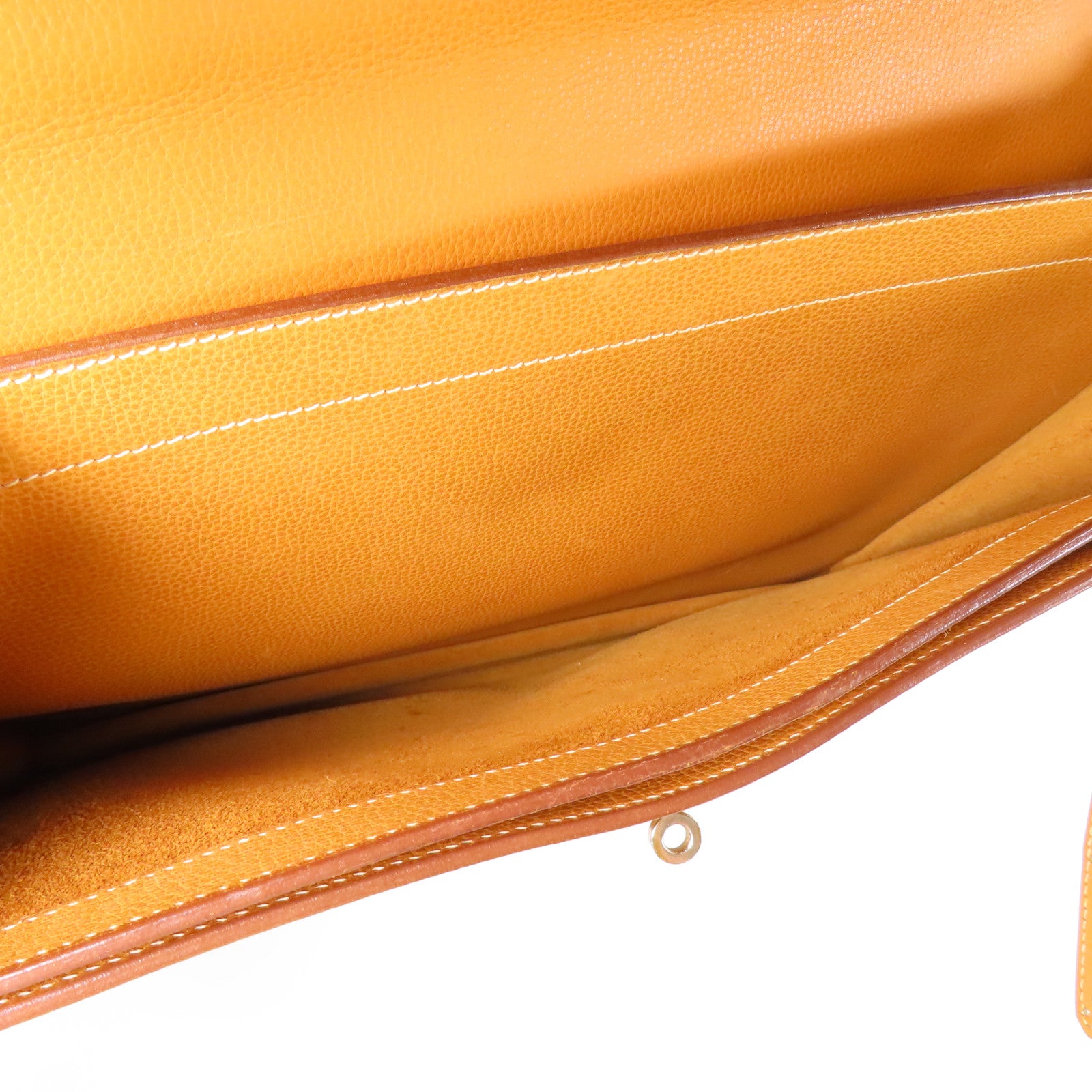 HERMES Evergrain皮革Briefcase銀扣公事包Camel