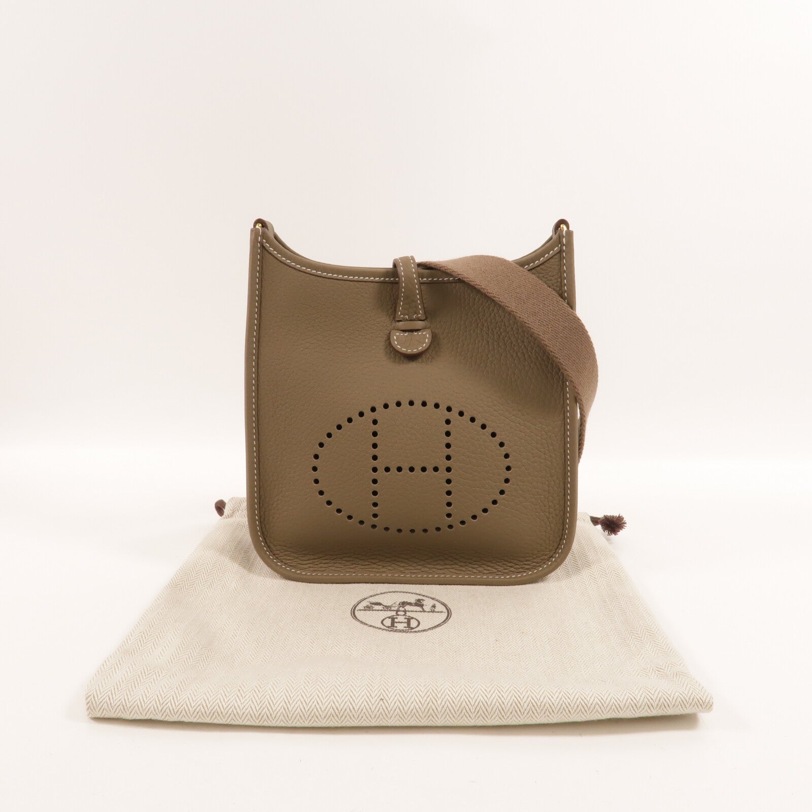HERMES Clemence皮革Evelyne TPM肩背袋Etoupe