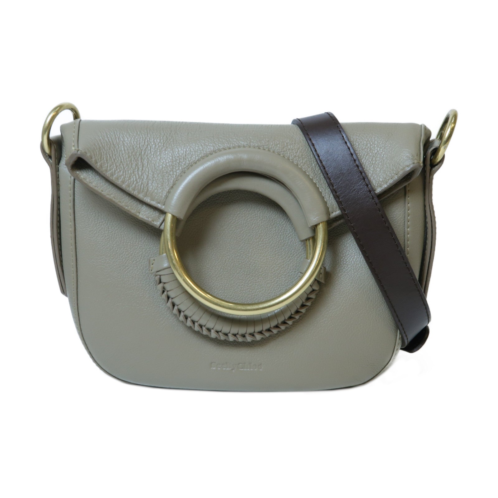 SEE BY CHLOE 【激減優惠】牛皮皮革Shoulder Bag金扣肩背袋灰色