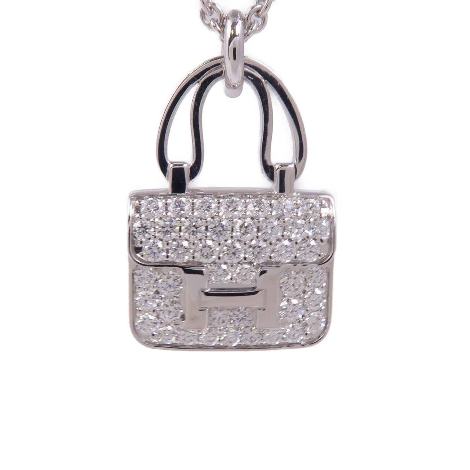 HERMES 【激減優惠】18K白金Amulettes Constance Pendant鑽石項鍊