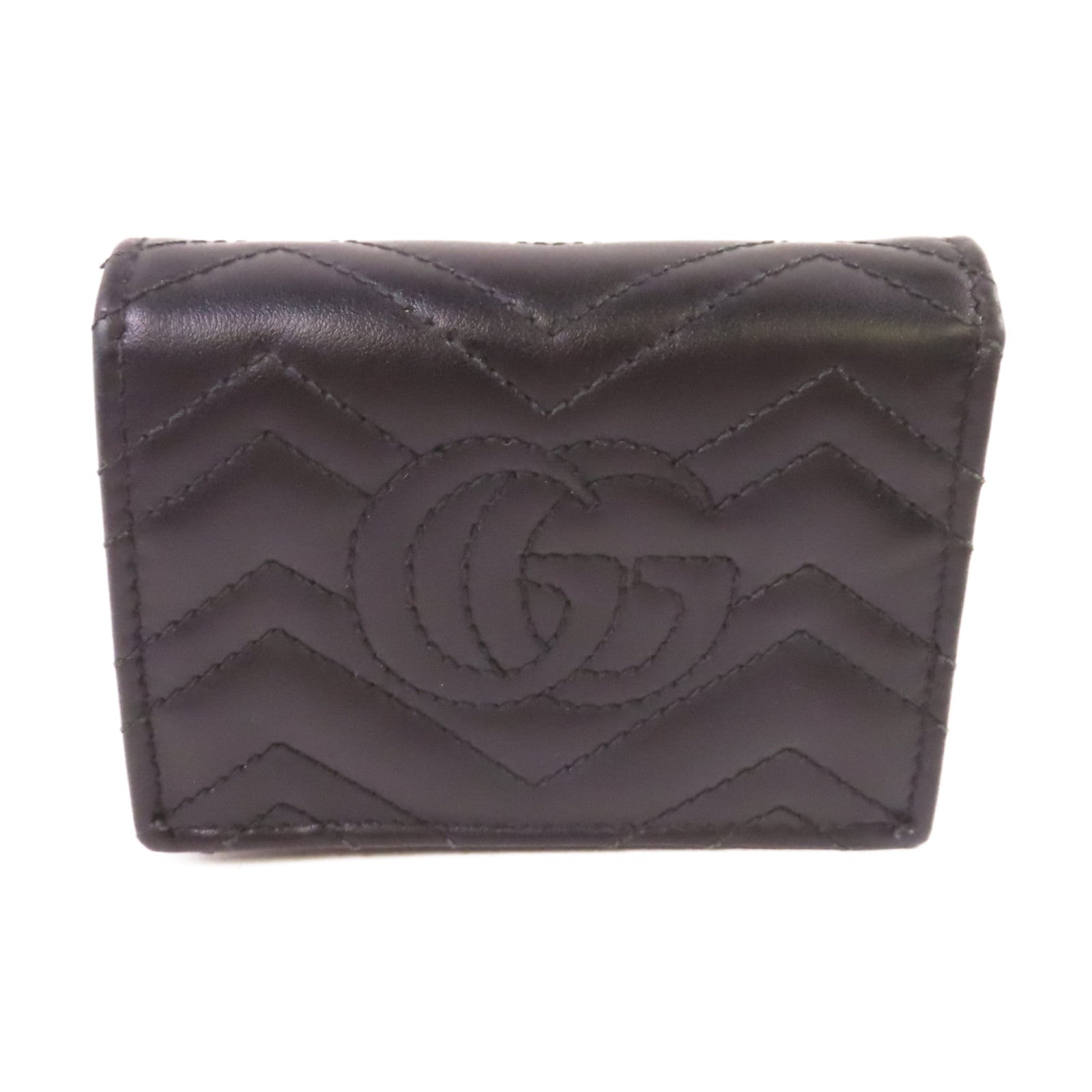 GUCCI 牛皮皮革GG Marmont Mini Wallet金扣短錢包黑色