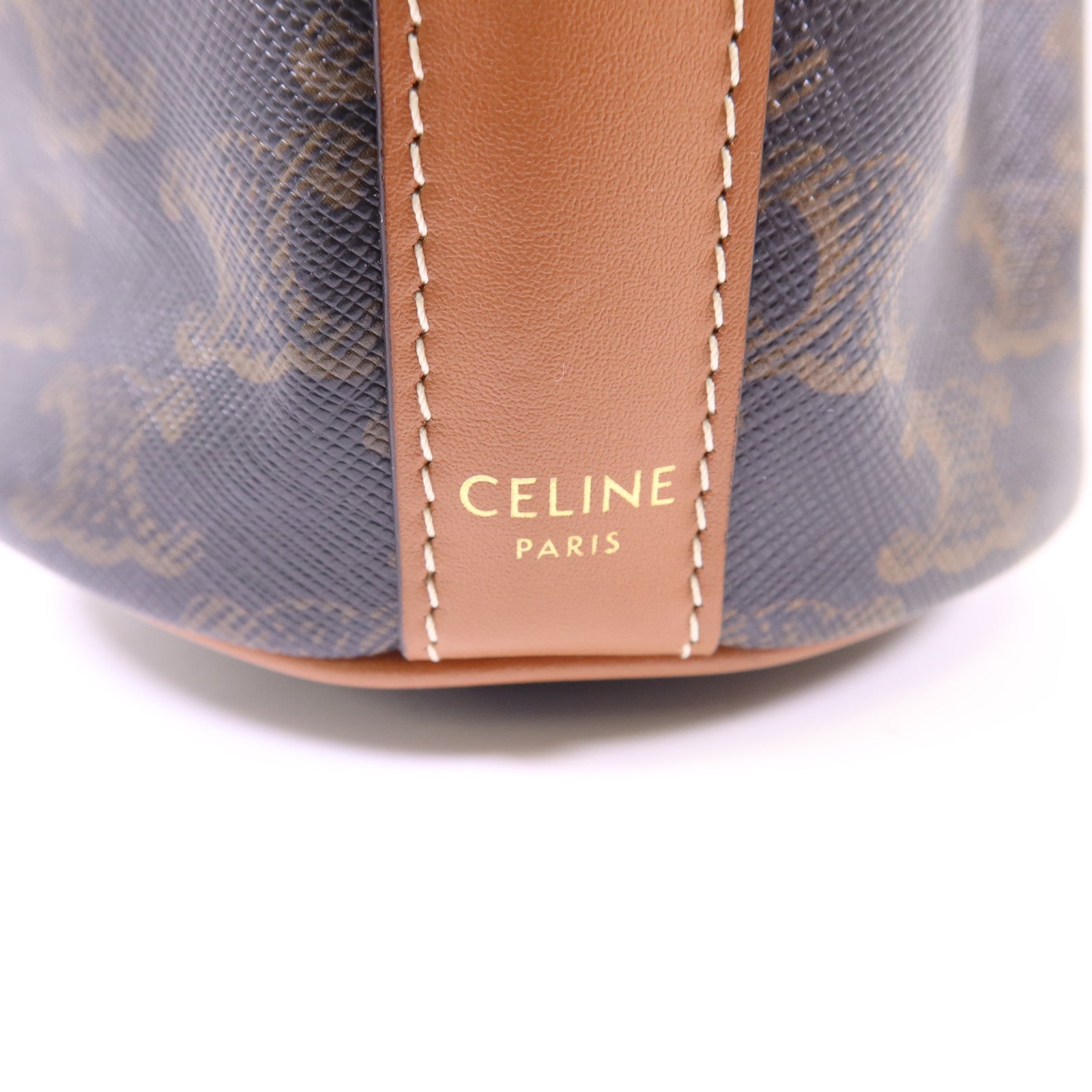 CELINE 塗層帆布Triomphe Drawstring Small Bucket金扣肩背袋