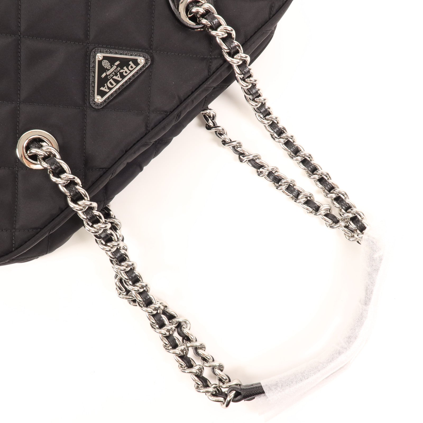 PRADA 尼龍Shoulder Bag銀扣鏈帶肩背袋