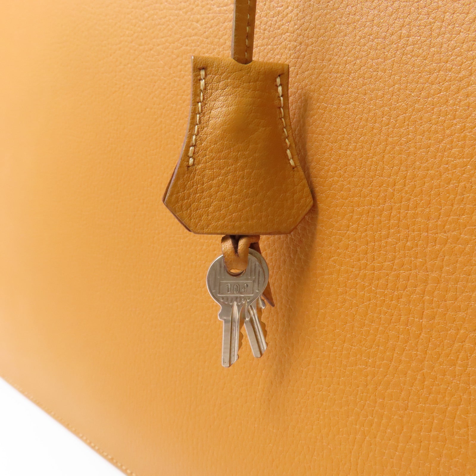 HERMES Evergrain皮革Briefcase銀扣公事包Camel
