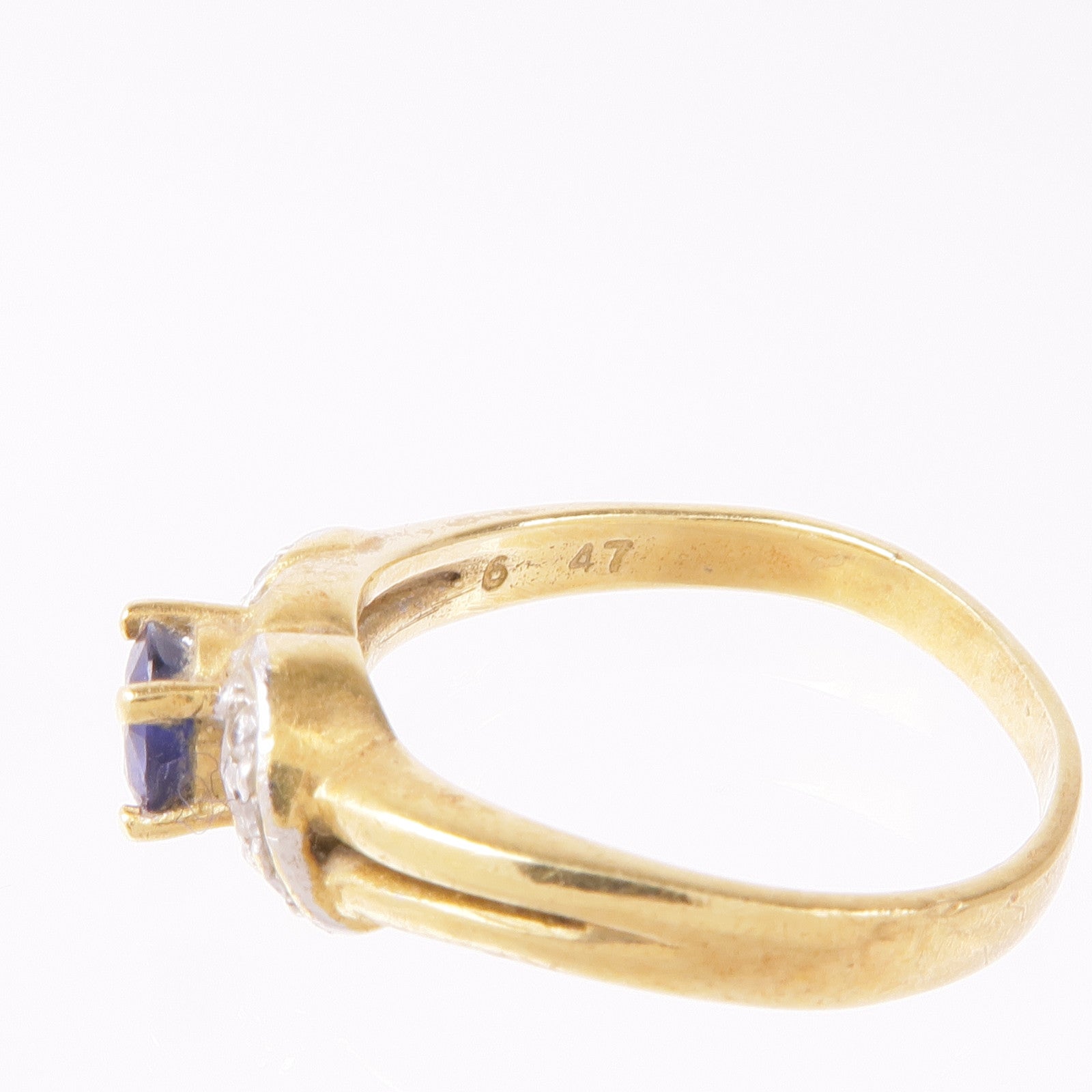 JEWELRY Sapphire Diamond Ring Accessories 18K Yellow/White Gold US#6.25
