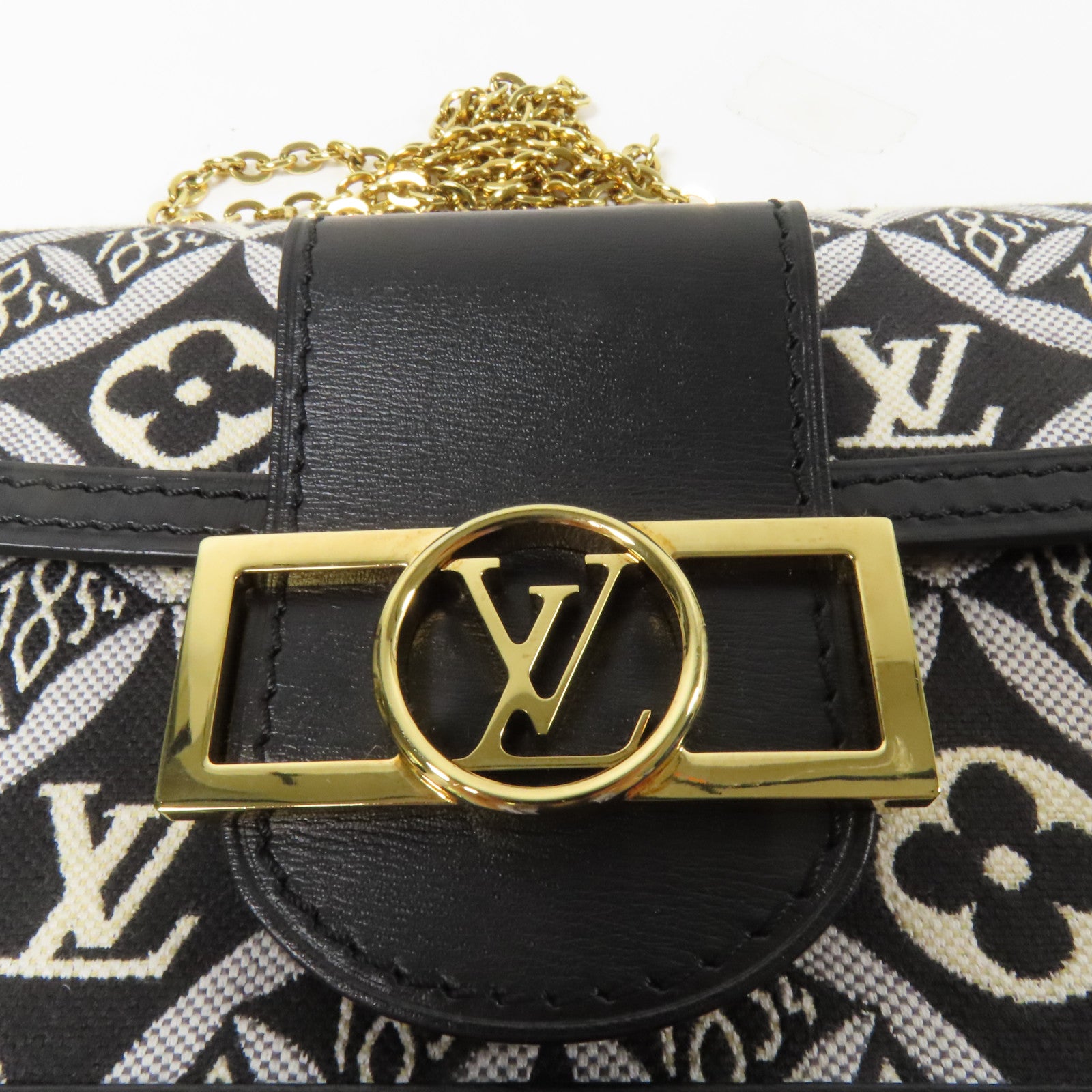LOUIS VUITTON Monogram Jacquard Since 1854 Dauphine Chain Wallet金扣鏈帶肩背袋