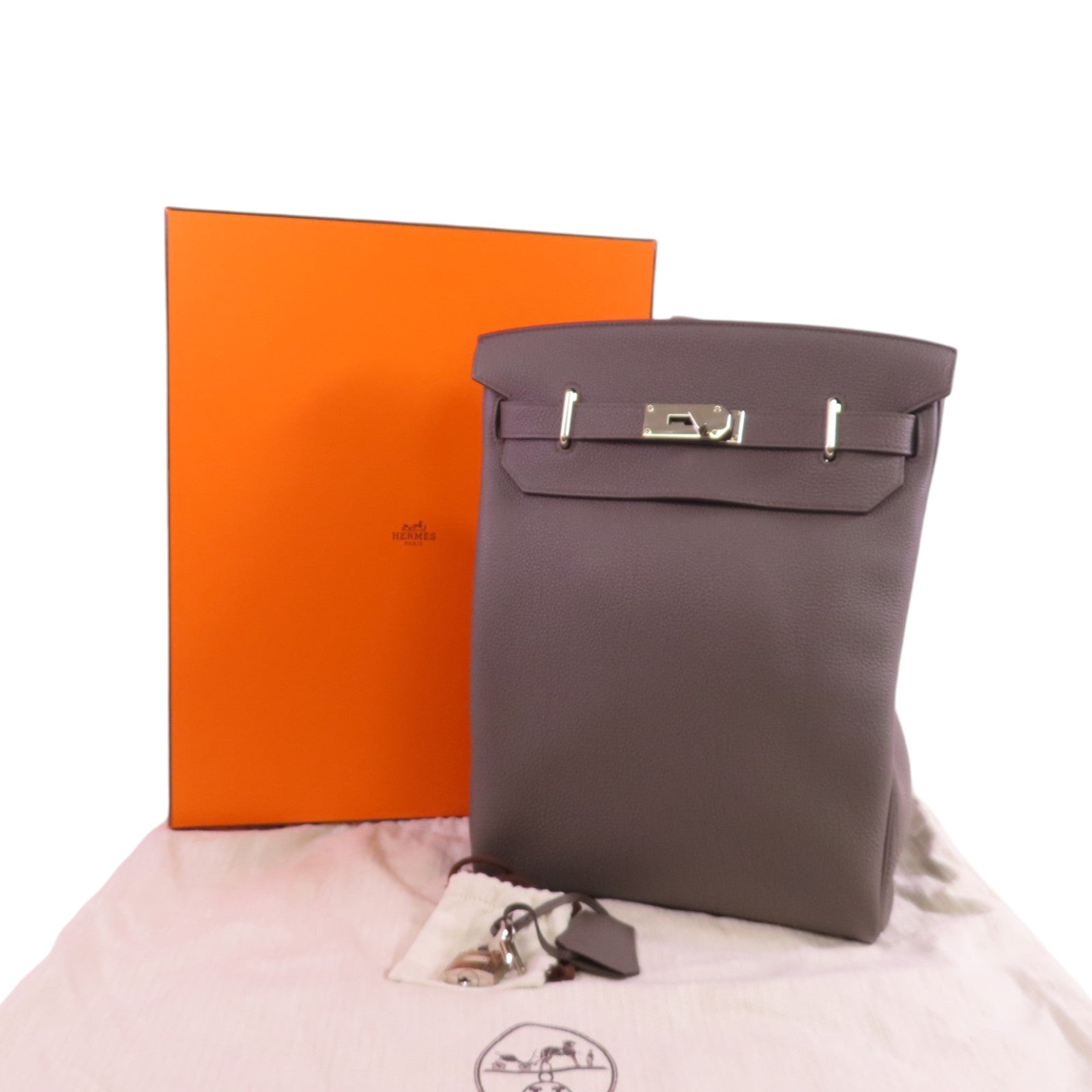 HERMES Togo皮革Hac A Dos PM Shoulder Bag銀扣肩背袋