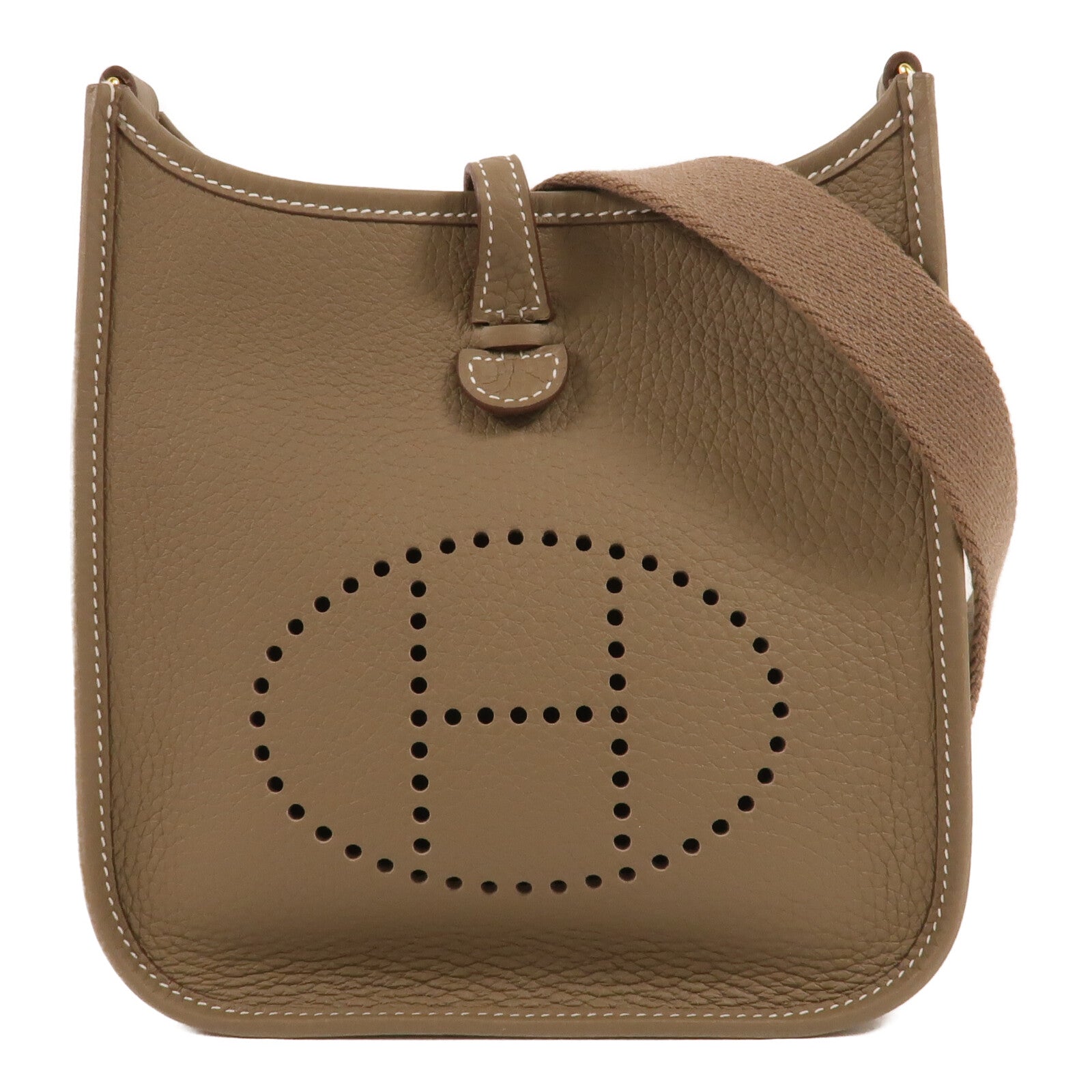 HERMES Clemence皮革Evelyne TPM肩背袋Etoupe