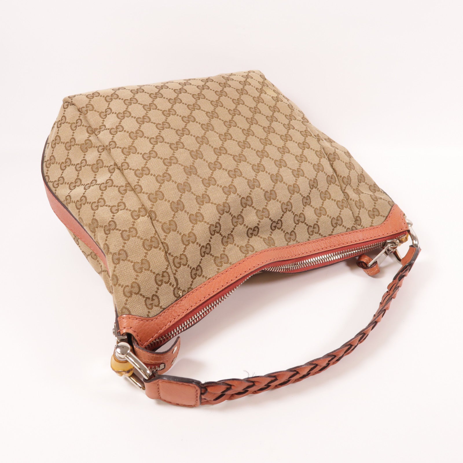 GUCCI 帆布Shoulder Bag銀扣肩背袋