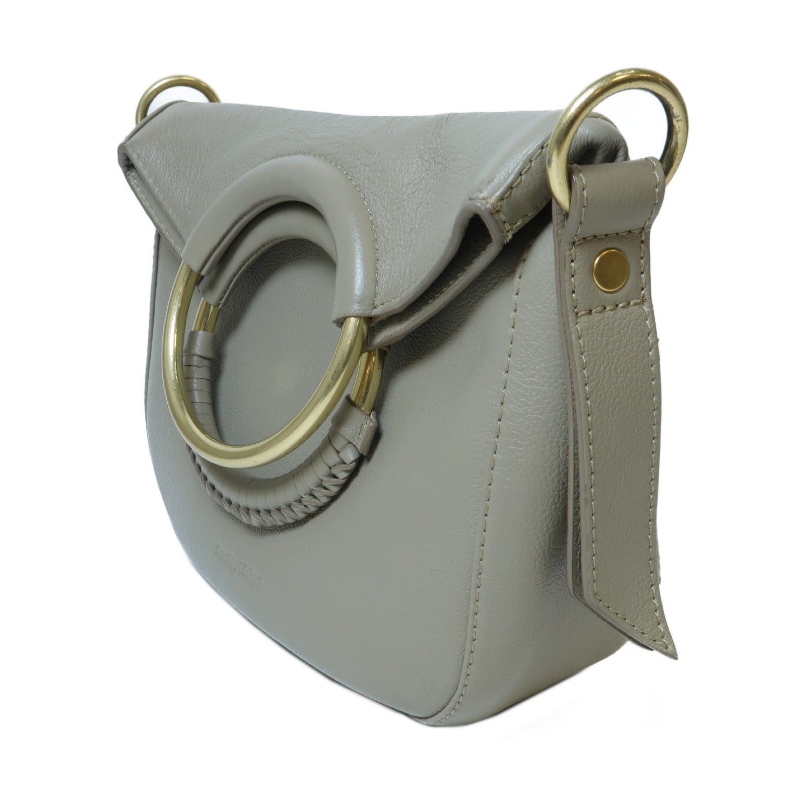 SEE BY CHLOE 【激減優惠】牛皮皮革Shoulder Bag金扣肩背袋灰色