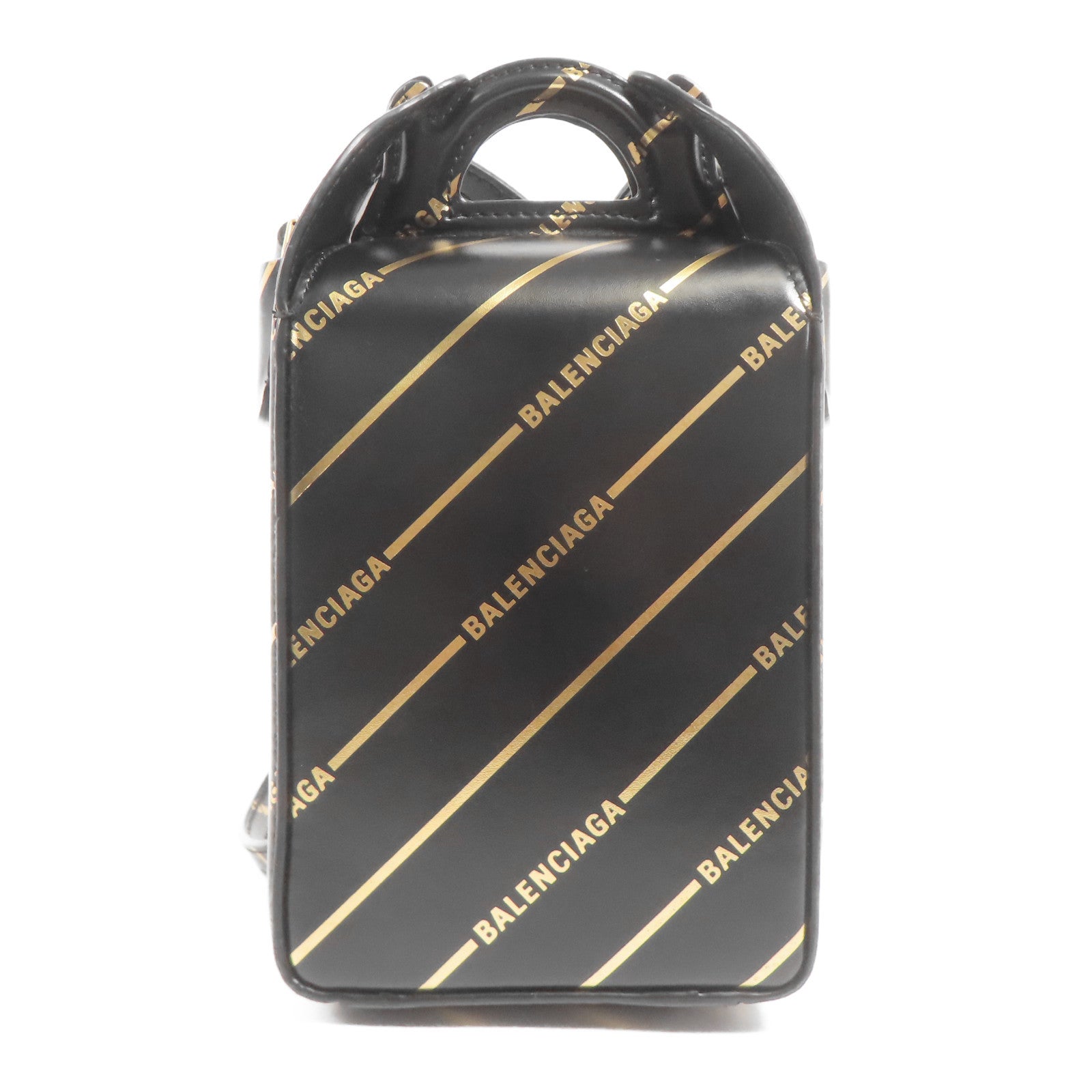 BALENCIAGA GHW Logo Shoulder Bag 2 Way Bag 643853 Calfskin Leather Black/Gold