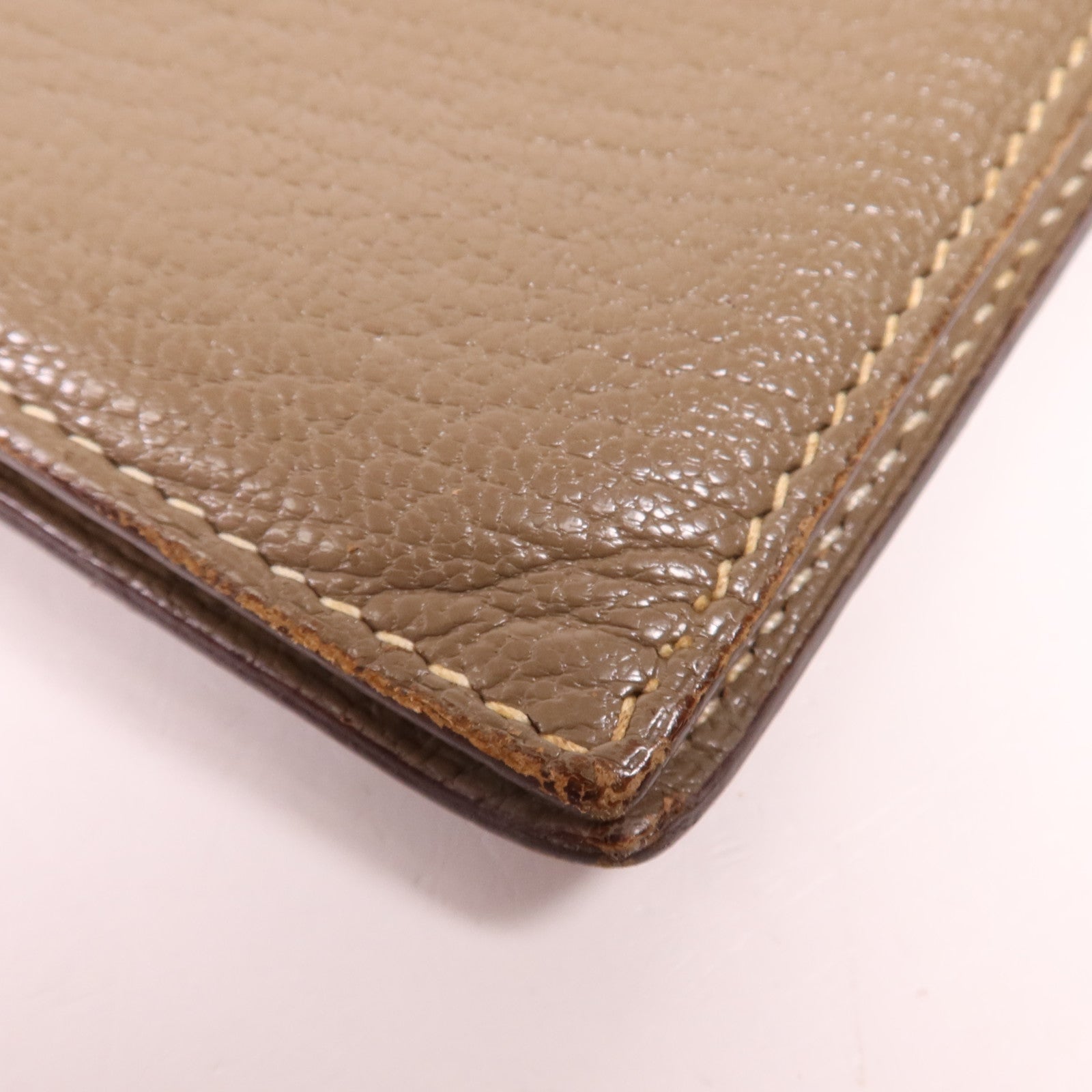 HERMES 【激減優惠】Chevre皮革Bearn Wallet金扣長錢包Etoupe