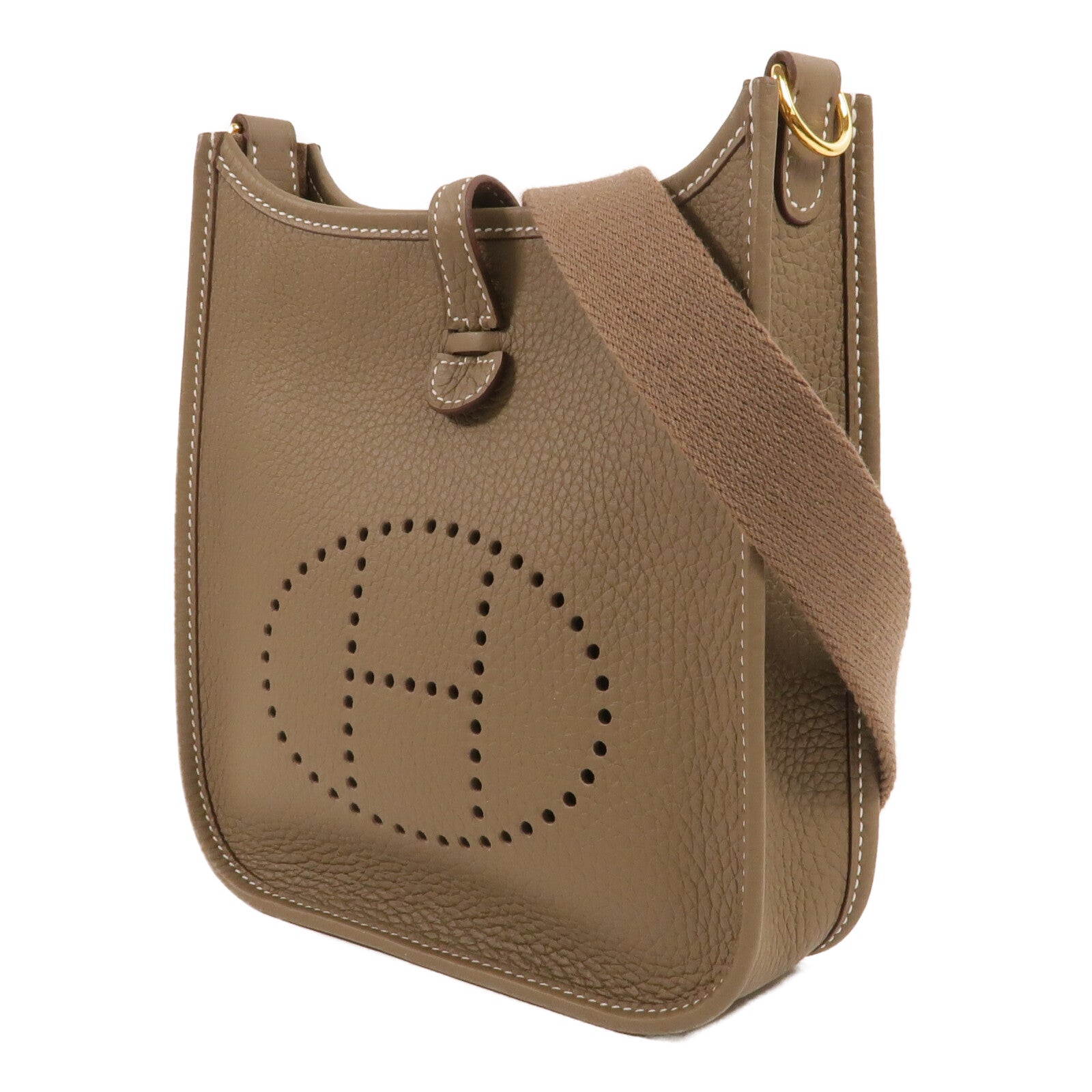 HERMES Clemence皮革Evelyne TPM肩背袋Etoupe
