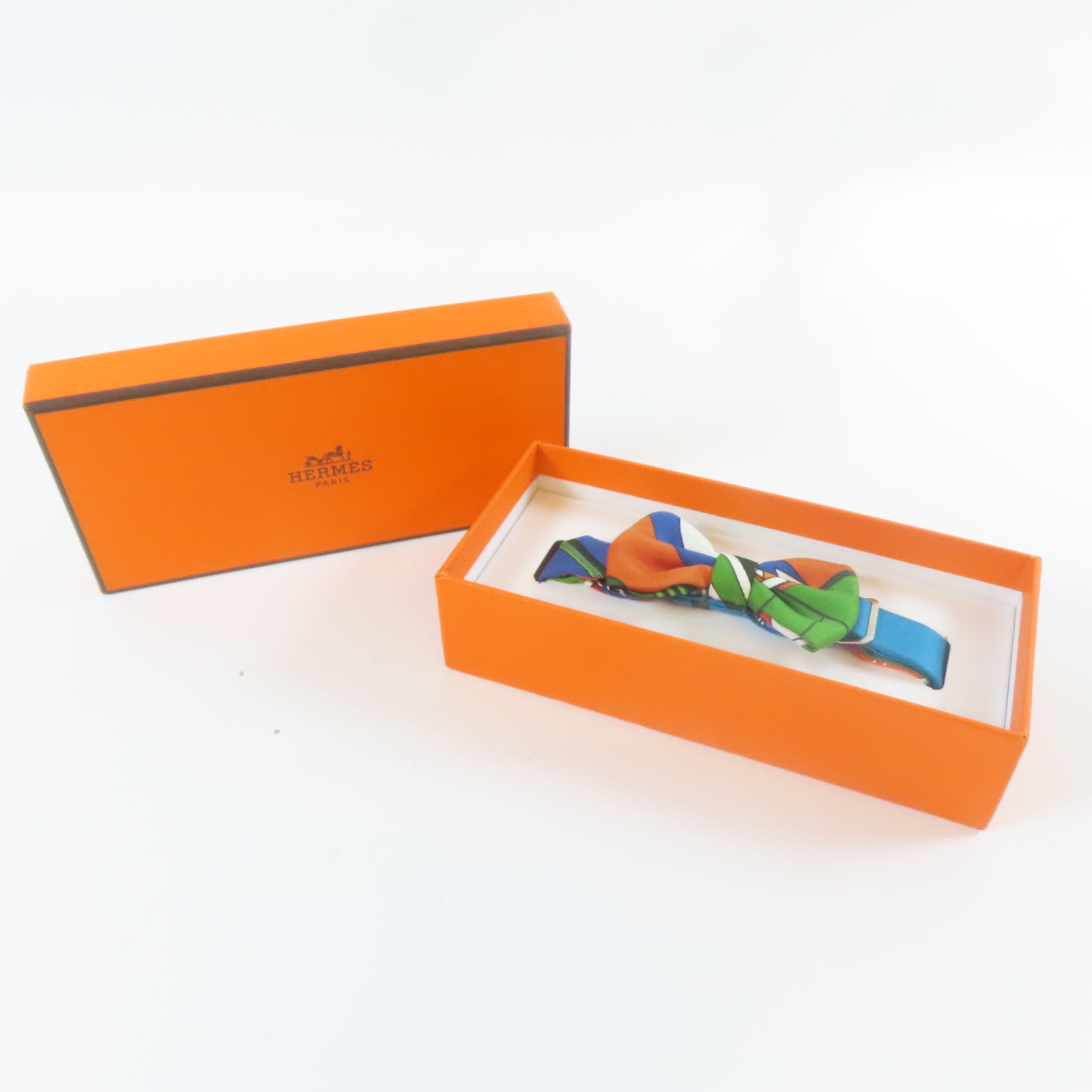 HERMES 【激減優惠】絲質Bow Tie銀扣領結啡色/綠色/藍色