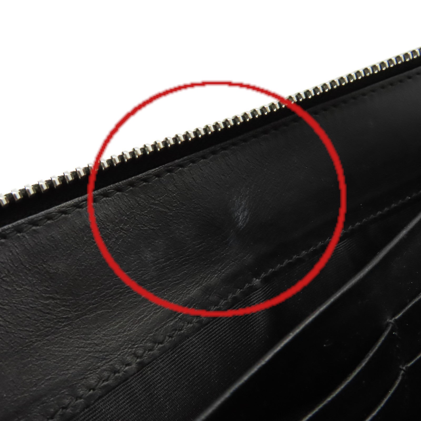 LOEWE 【激減優惠】牛皮皮革Billetero C/Crema Negro Zipper Long Wallet拉鏈長錢包黑色