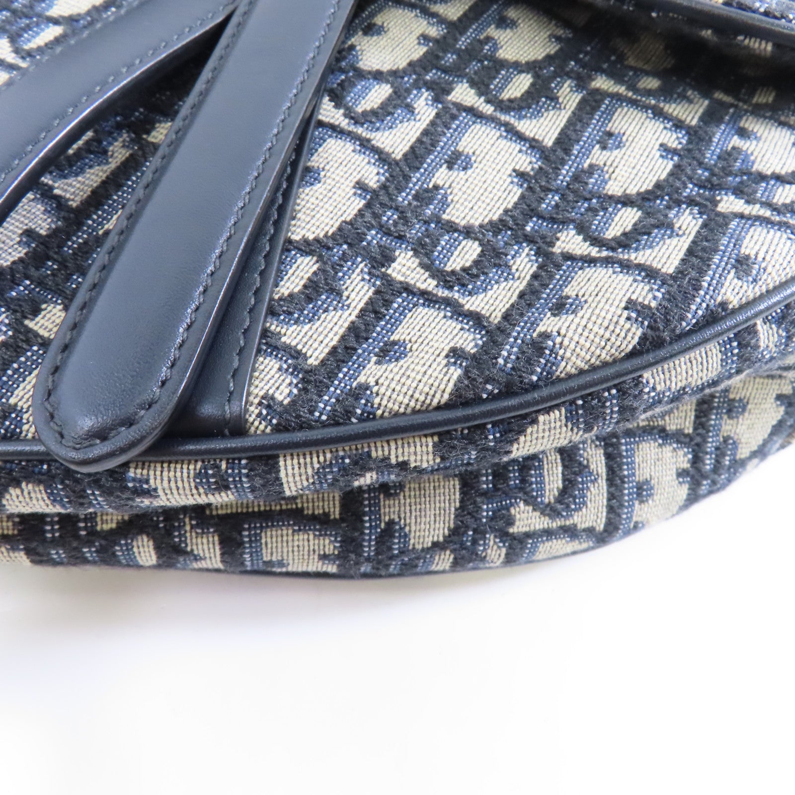 Dior 帆布Saddle金扣肩背袋深藍色