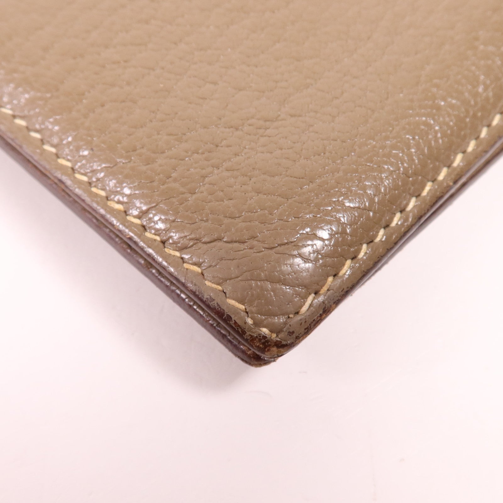 HERMES 【激減優惠】Chevre皮革Bearn Wallet金扣長錢包Etoupe
