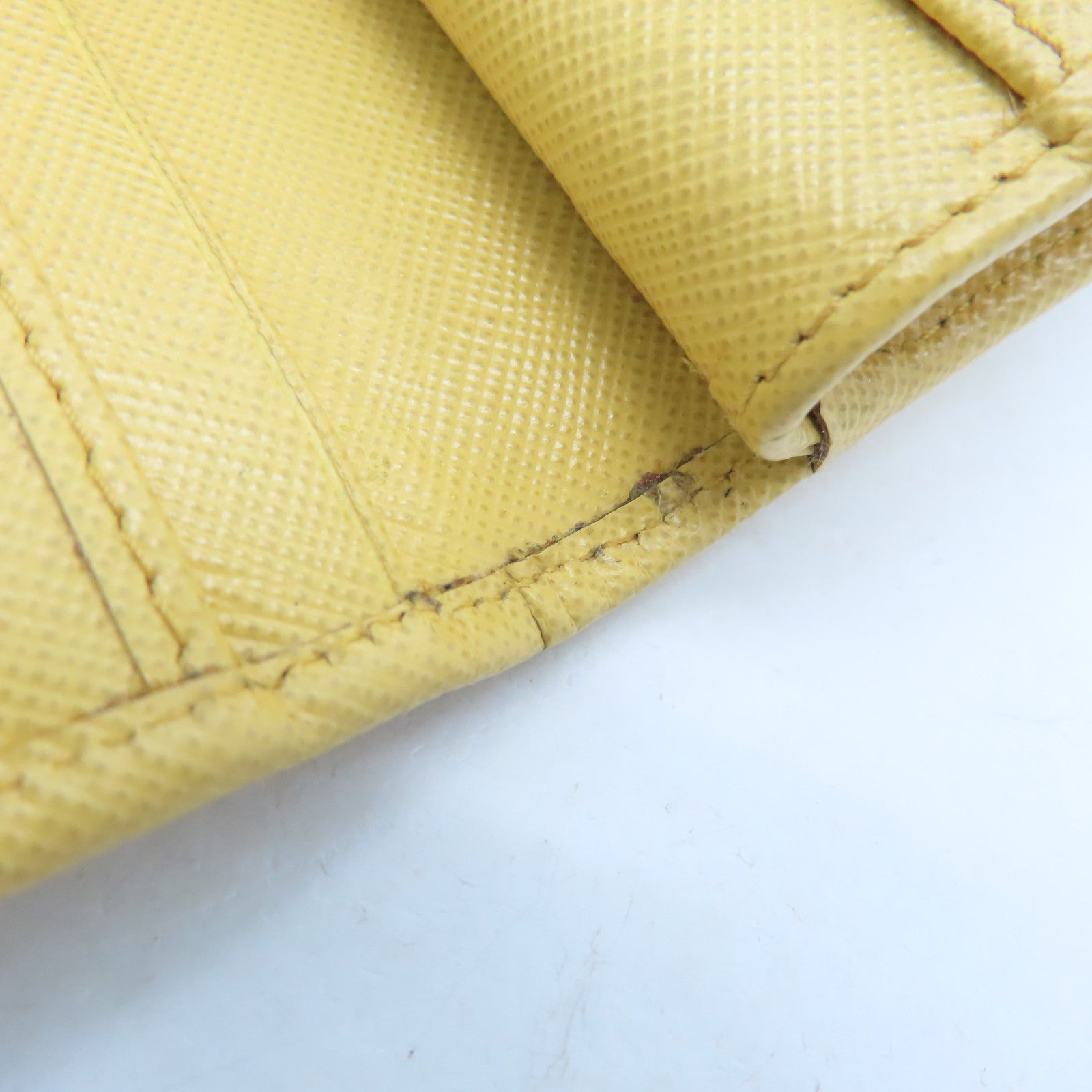 PRADA Calfskin Leather Wallet Gold Buckle Wallet Yellow
