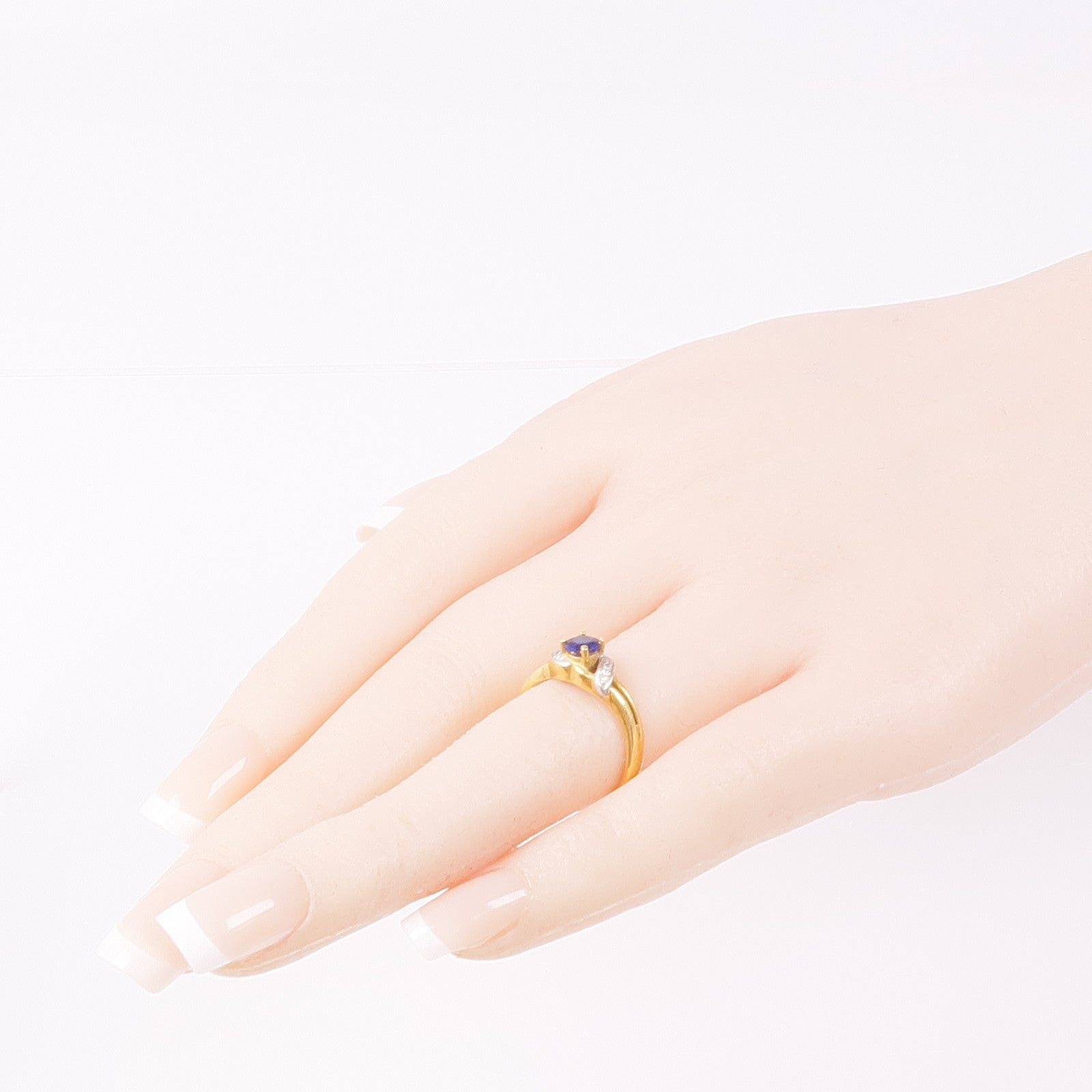 JEWELRY Sapphire Diamond Ring Accessories 18K Yellow/White Gold US#6.25