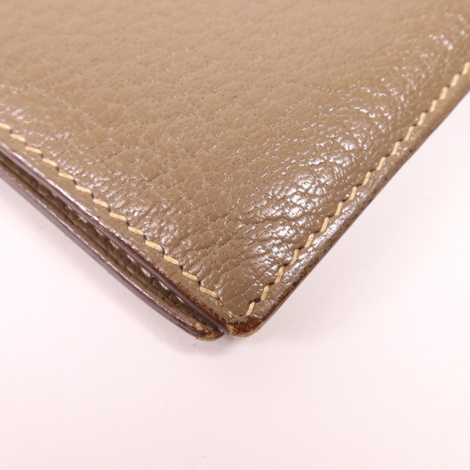 HERMES 【激減優惠】Chevre皮革Bearn Wallet金扣長錢包Etoupe