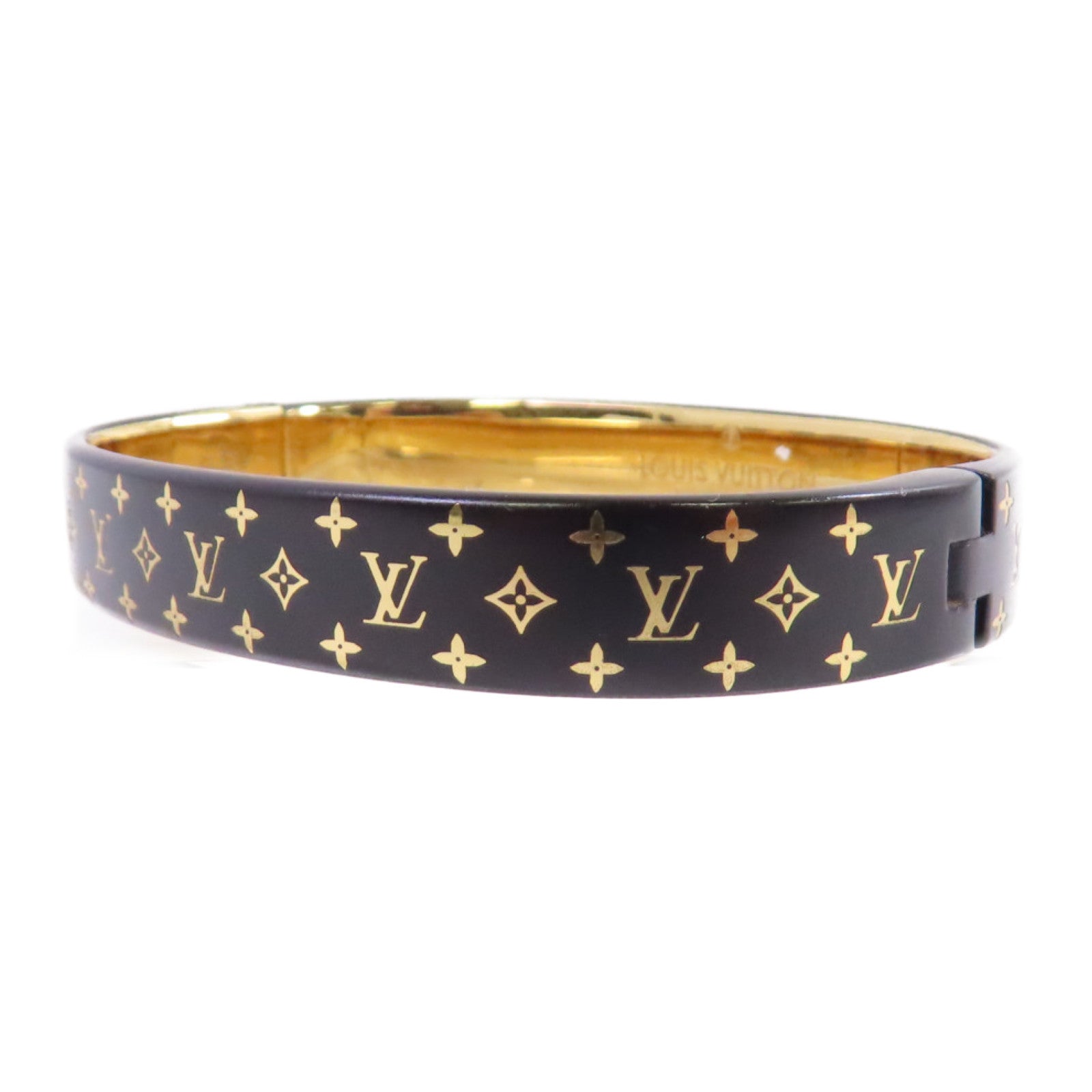 LOUIS VUITTON 金屬/Monogram Authentic LV Bangle手鐲黑色#S