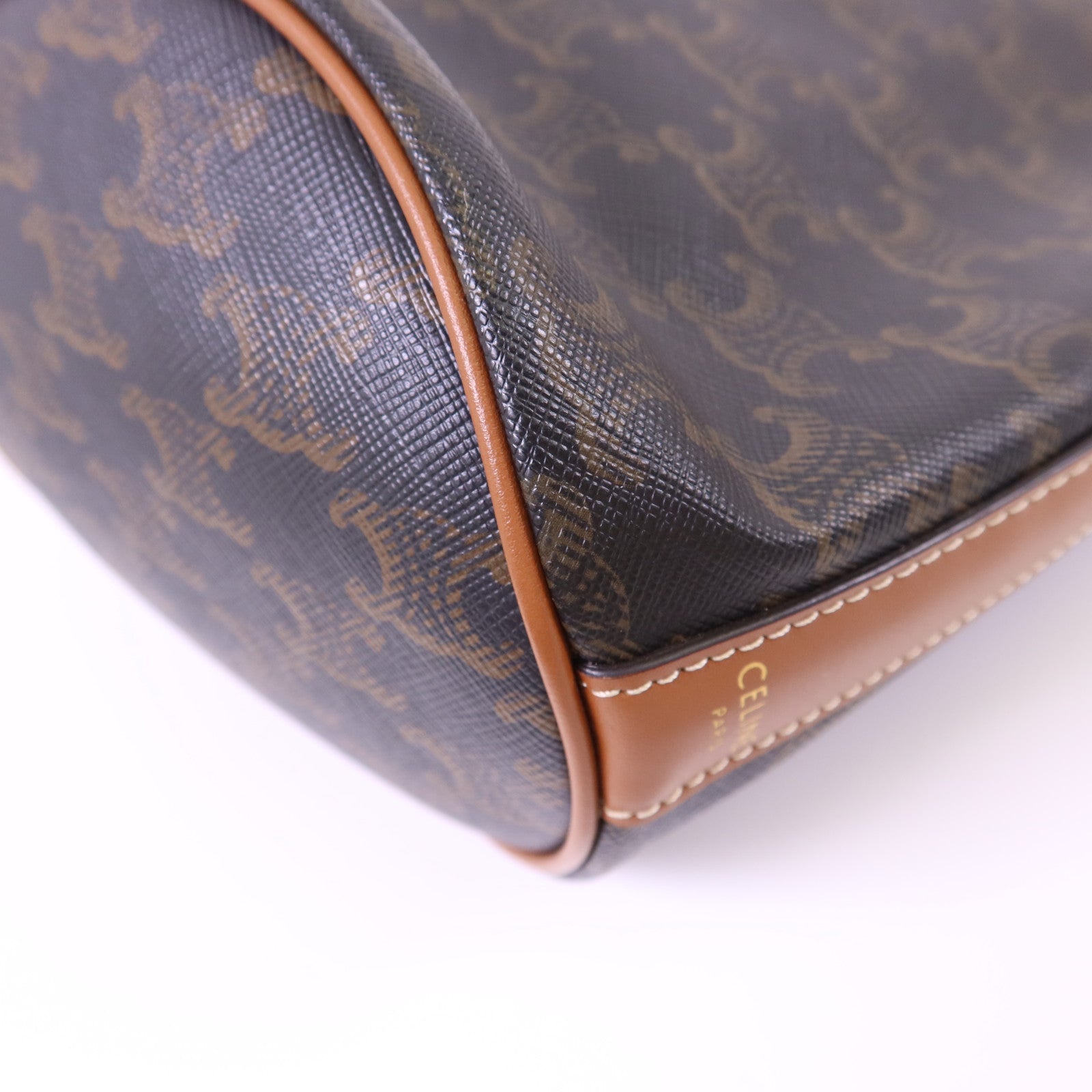 CELINE 塗層帆布Triomphe Drawstring Small Bucket金扣肩背袋