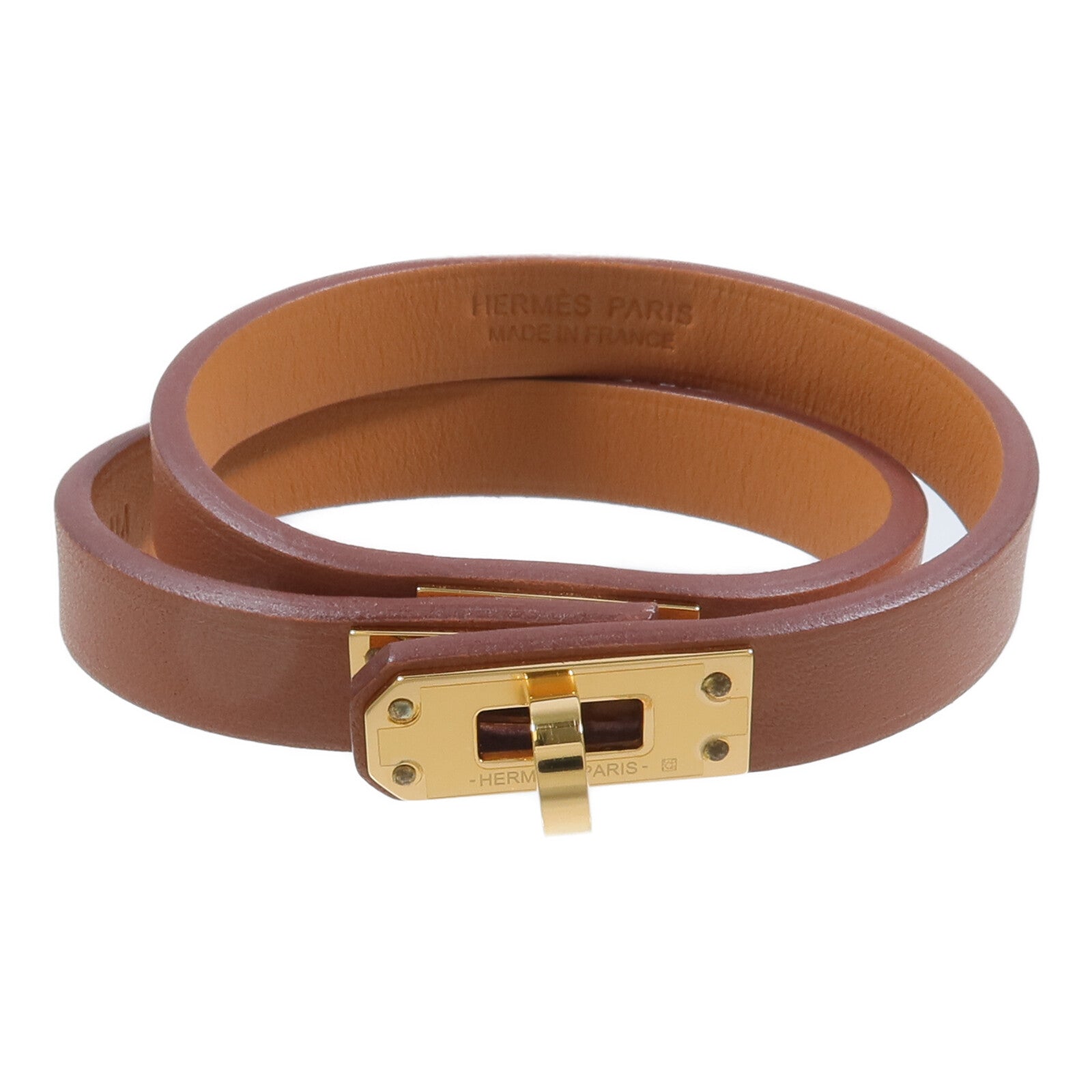 HERMES Swift皮革Kelly Double Tour Bracelet手帶Gold