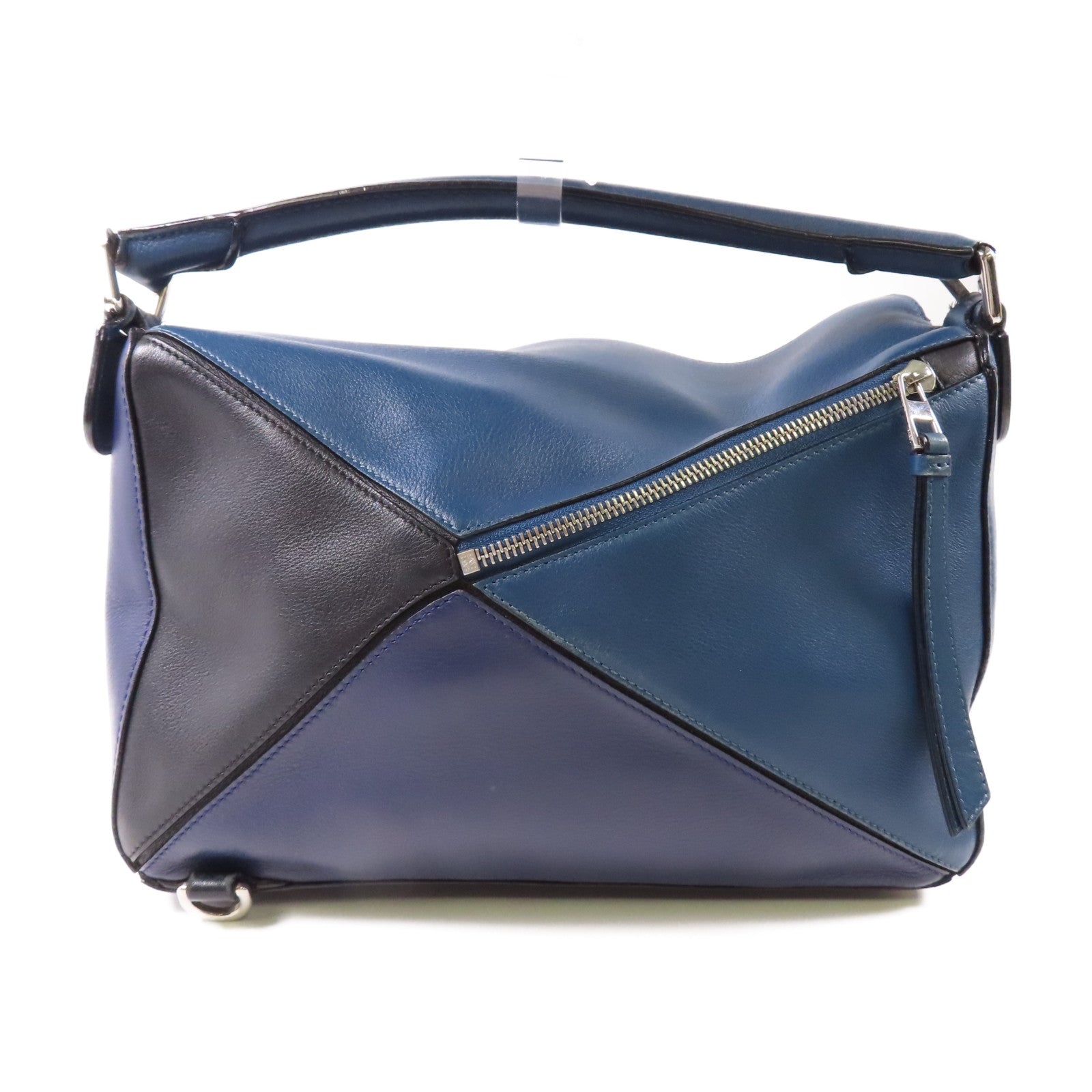 LOEWE 牛皮皮革Puzzle M銀扣手挽肩背兩用袋