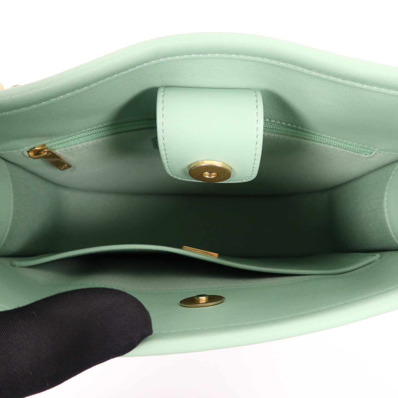 CHANEL 牛皮皮革Shoulder Bag金扣手挽肩背兩用袋