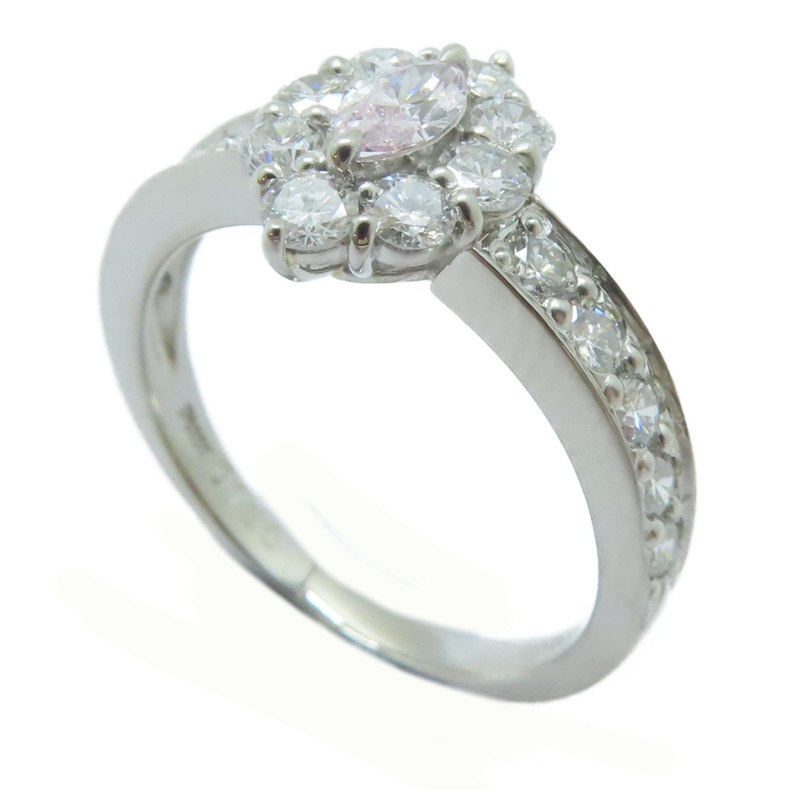 JEWELRY PT900鉑金Diamond Ring 0.16ct粉紅鑽石/0.88ct鑽石戒指US#6.25