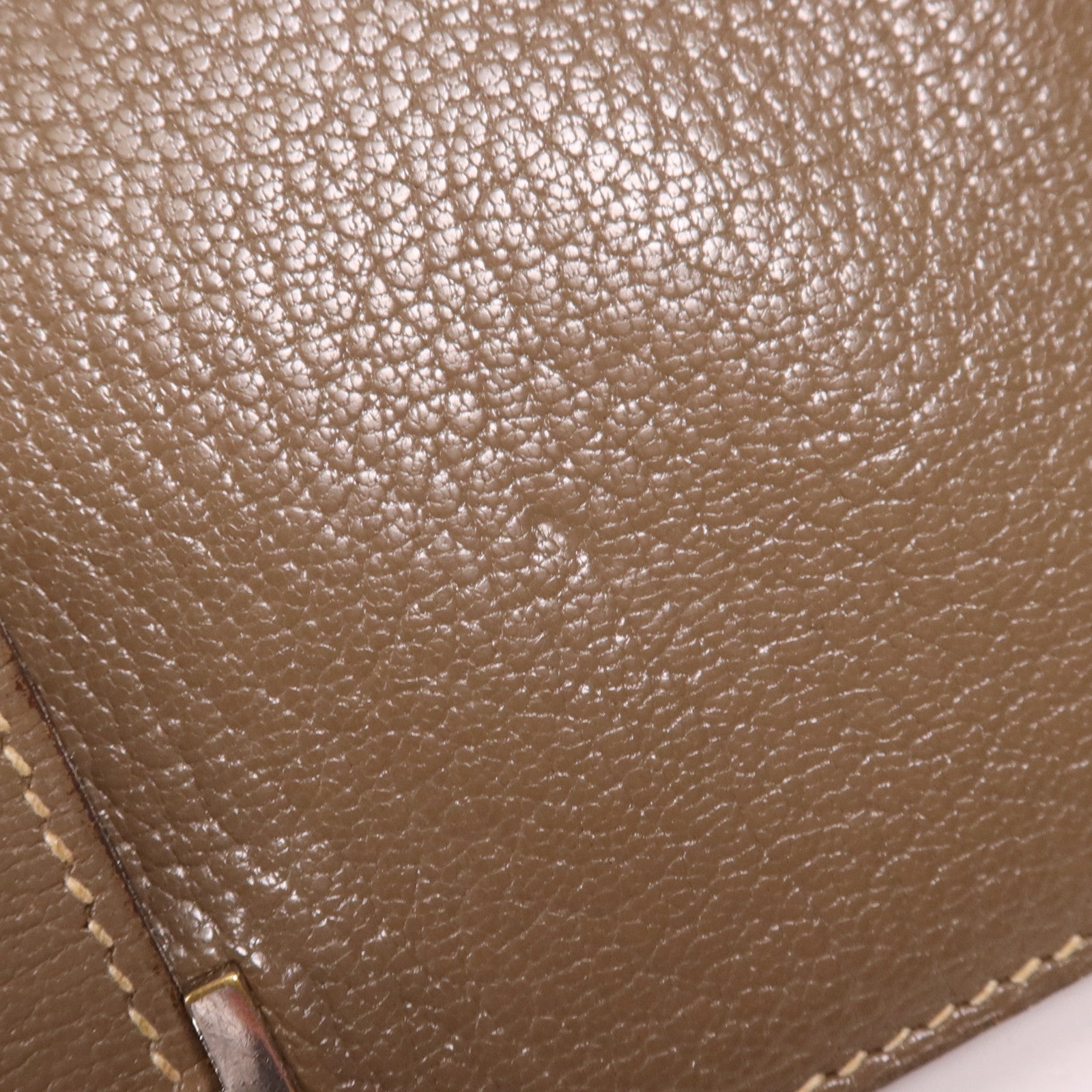 HERMES 【激減優惠】Chevre皮革Bearn Wallet金扣長錢包Etoupe