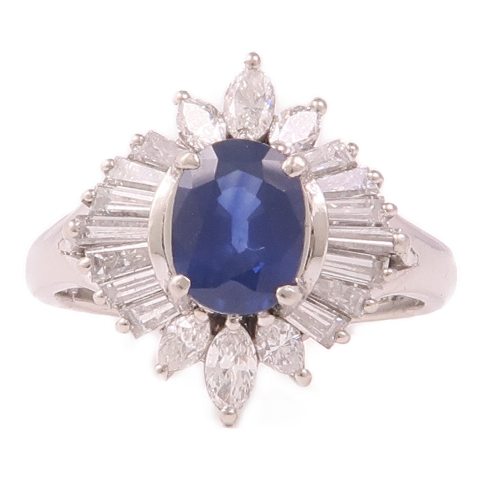 JEWELRY PT900鉑金/Sapphire/Diamond Ring藍寶石/鑽石戒指US#6.75