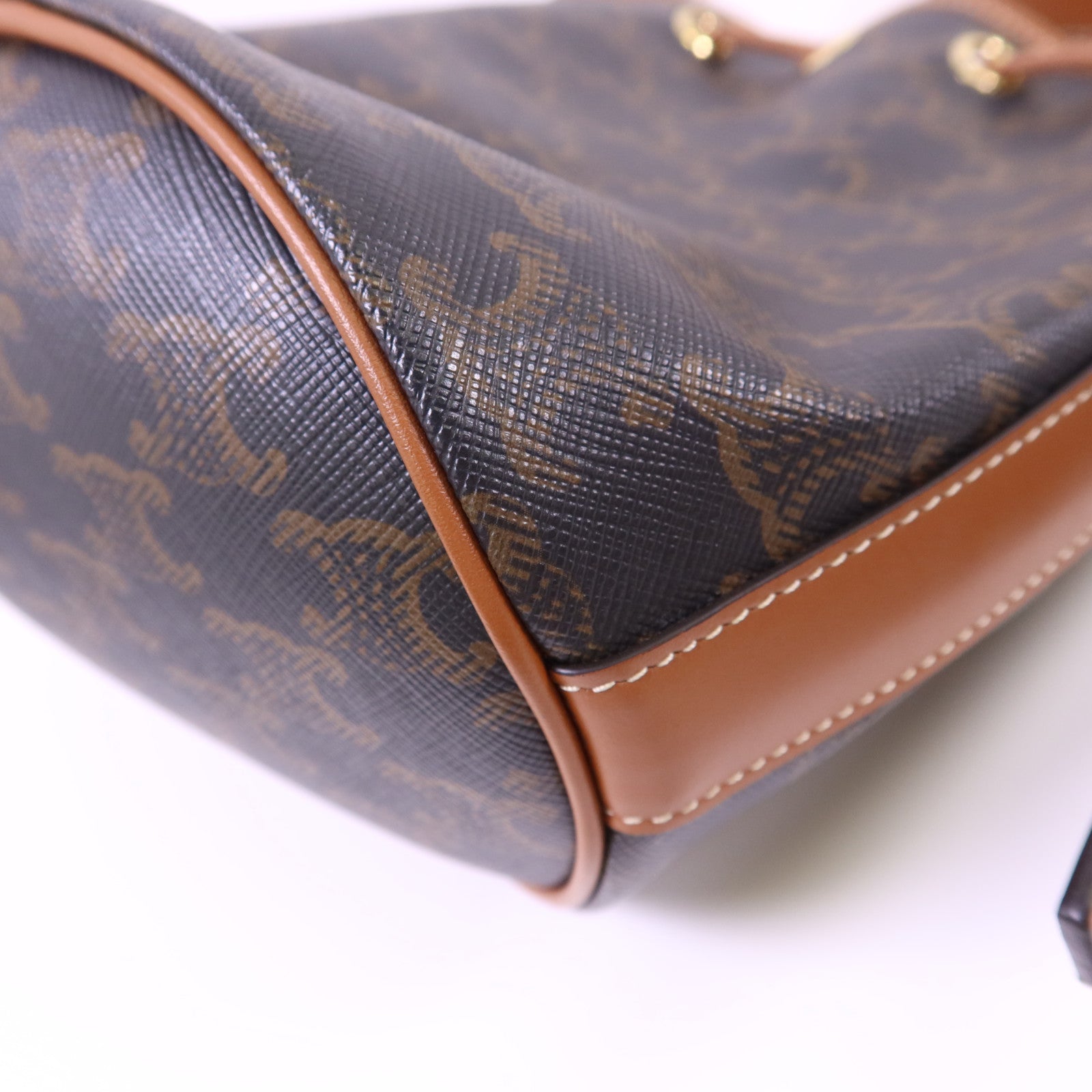 CELINE 塗層帆布Triomphe Drawstring Small Bucket金扣肩背袋